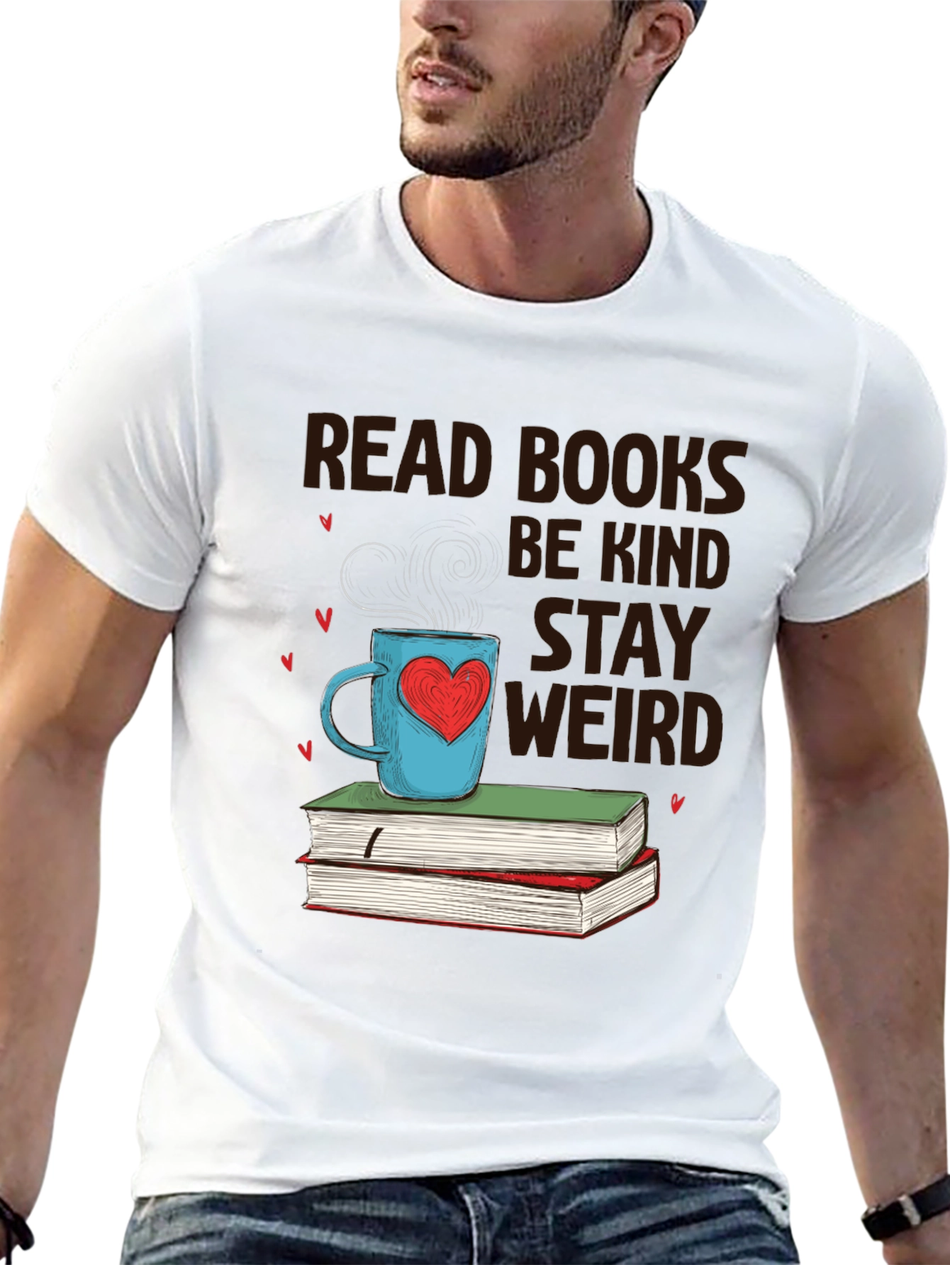 Black Read Books Be Kind Stay Weird T-Shirt view 13