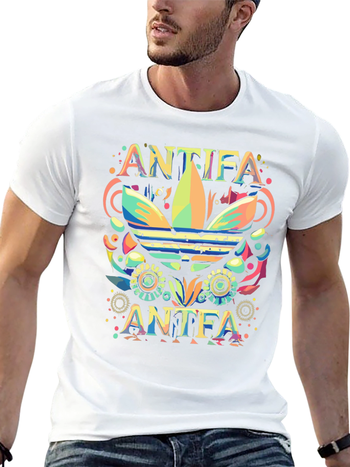 Black Antifa Adidas Inspired Graphic Tee - Unisex view 13