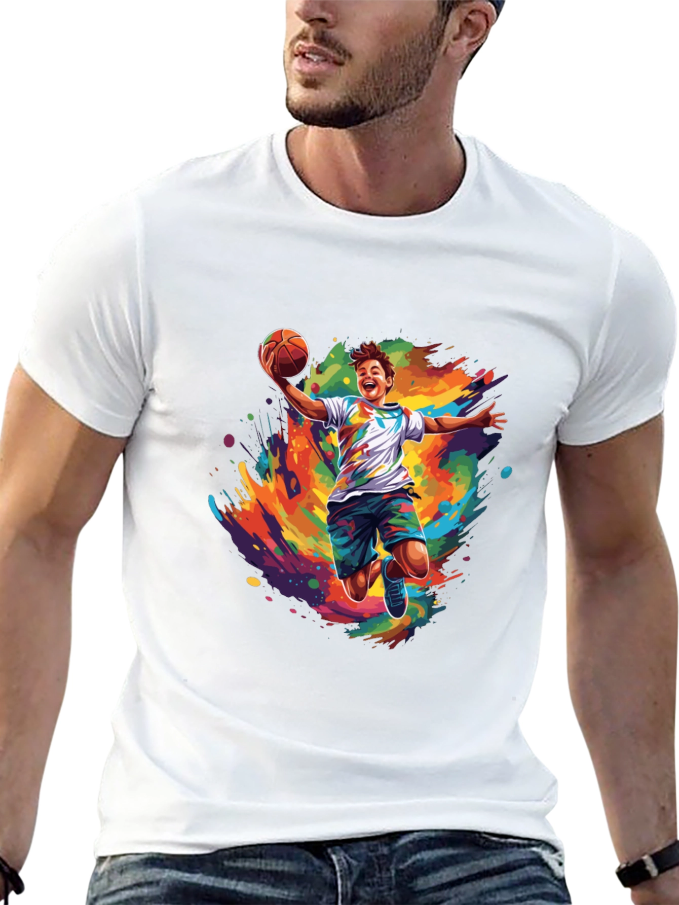 Black Basketball Splash Graphic Tee - Vibrant Design view 13