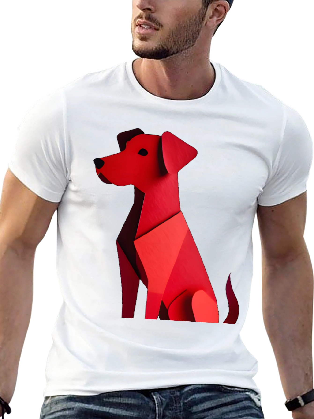 Black Geometric Dog Graphic Tee - Stylish Casual Wear view 13