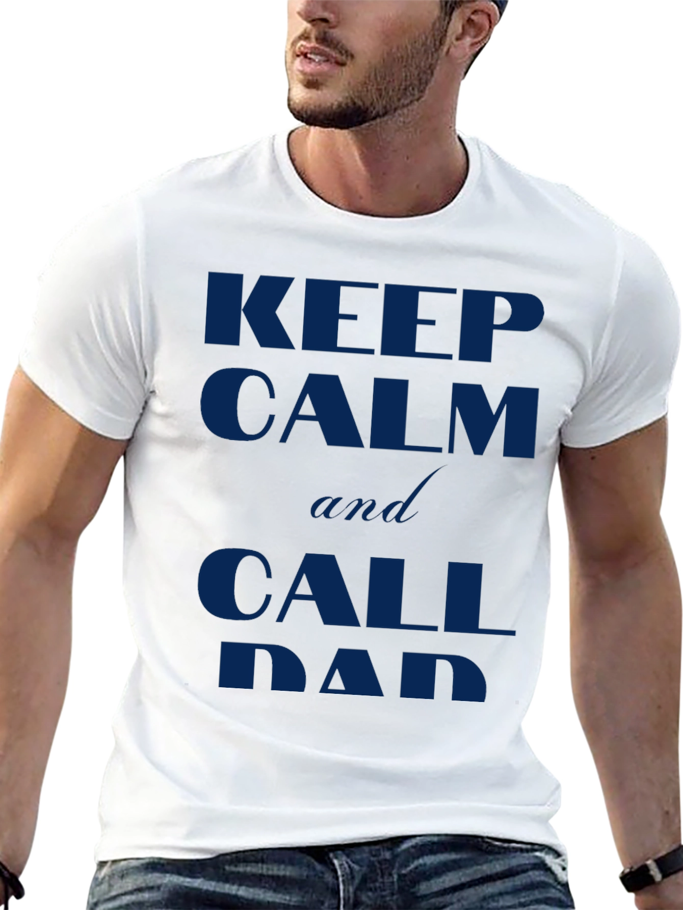 Black Keep Calm and Call Dad Black T-Shirt view 13
