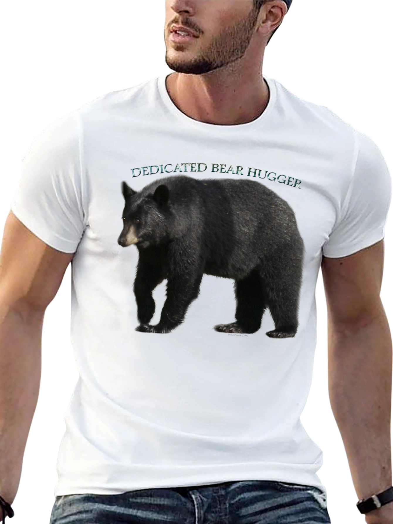 Black Dedicated Bear Hugger Black T-Shirt view 13