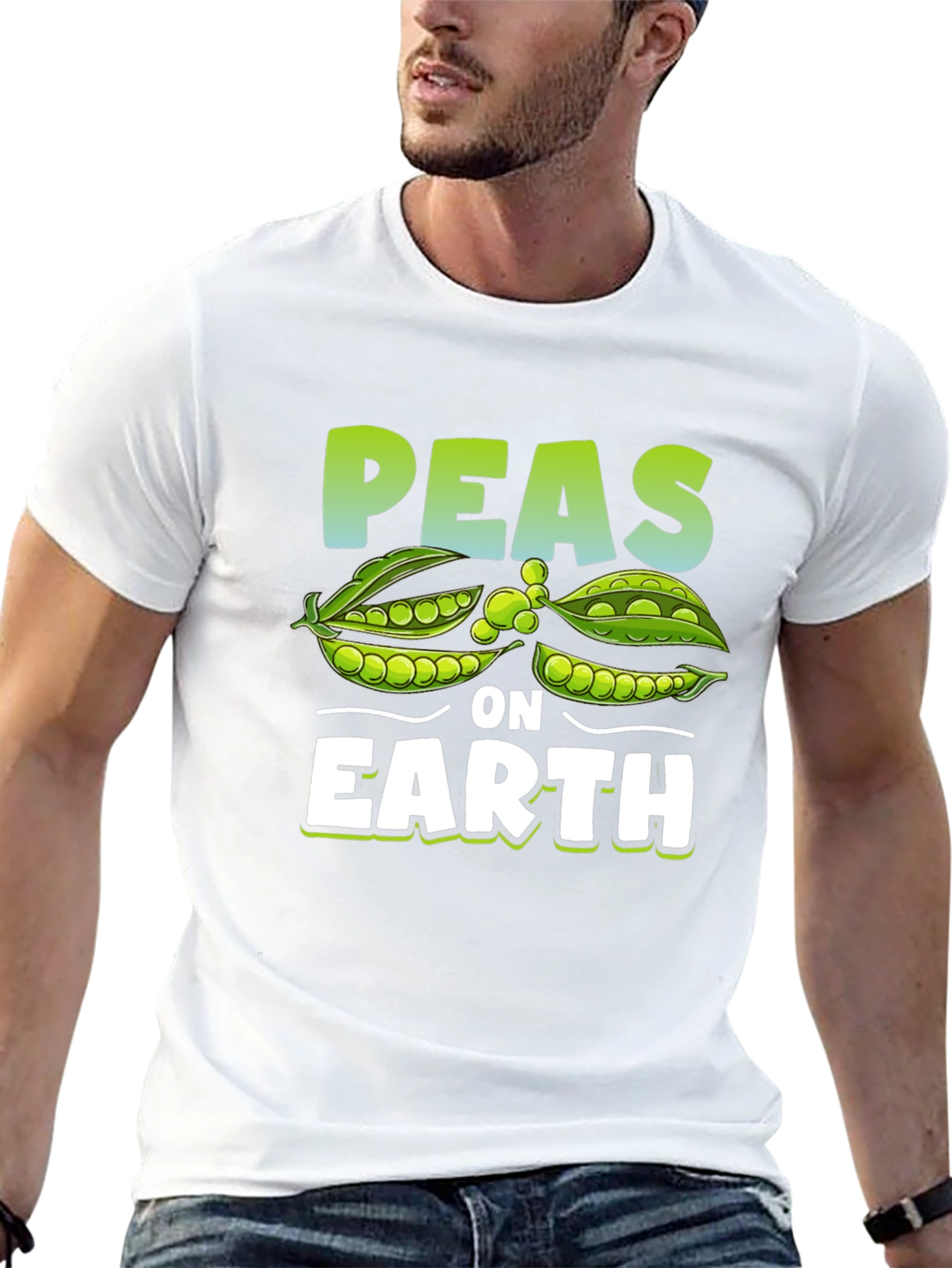 Black Peas on Earth Graphic T-Shirt - Vegan Humor Tee view 13