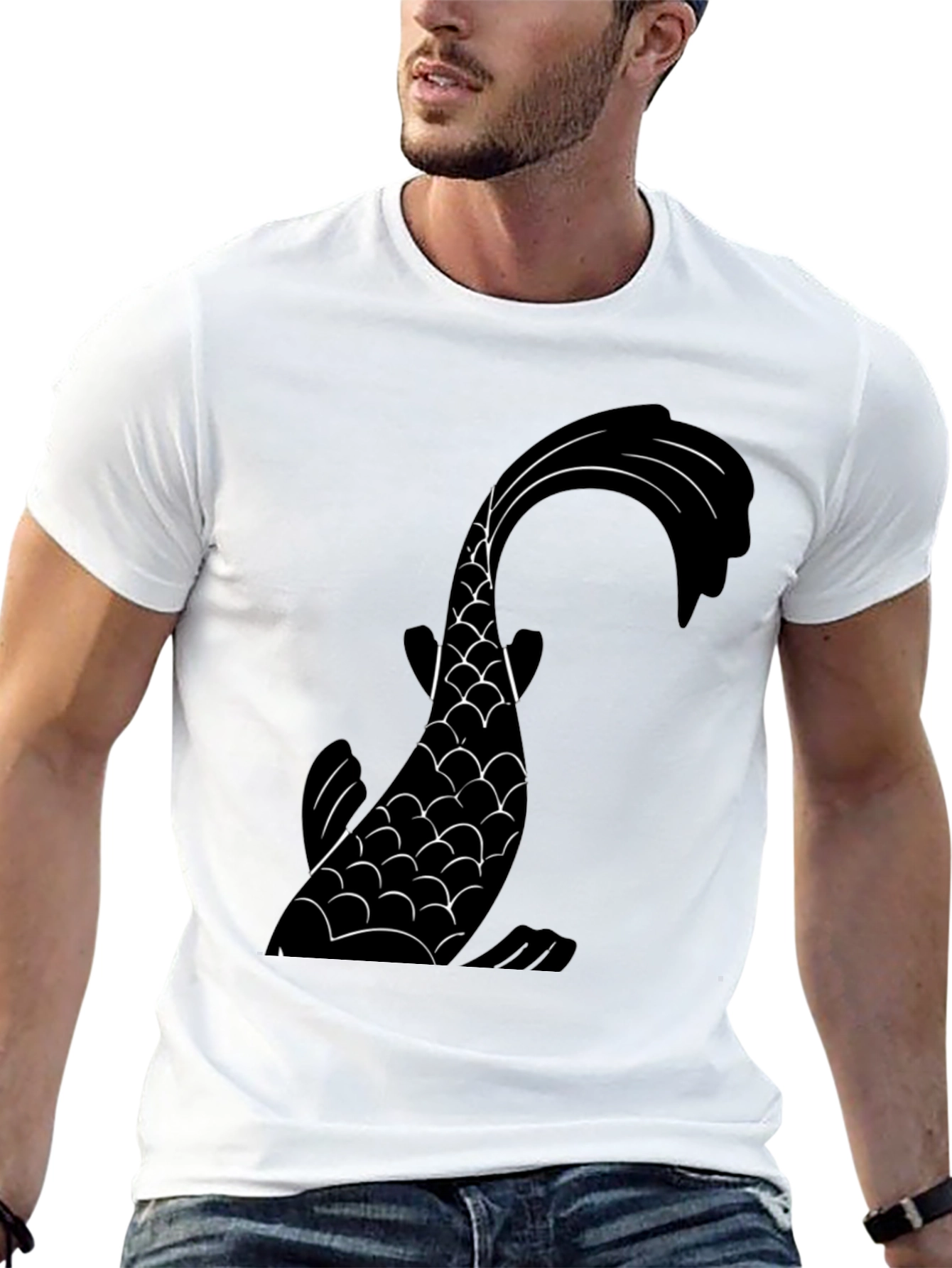 Black Koi Fish Graphic Tee - Stylish Black T-Shirt view 13