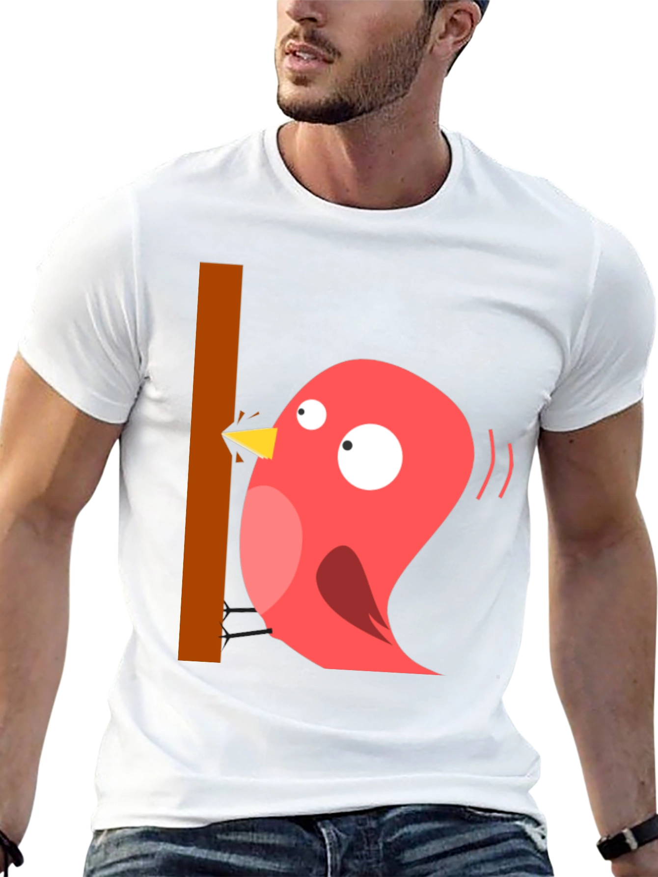 Black Funny Bird Graphic T-Shirt - Casual Black Tee view 13