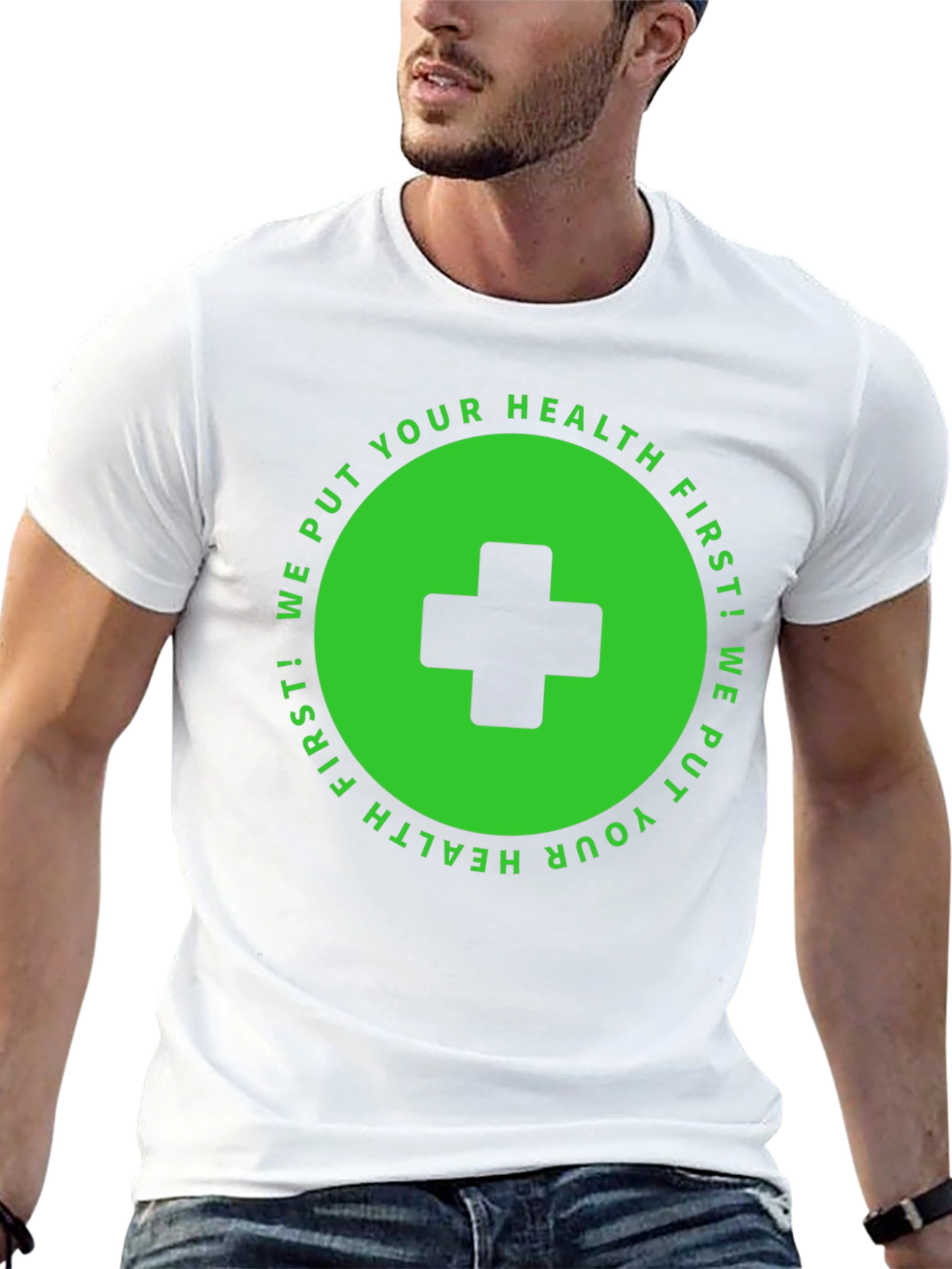Black Health First T-Shirt: Black with Medical Cross Design view 13