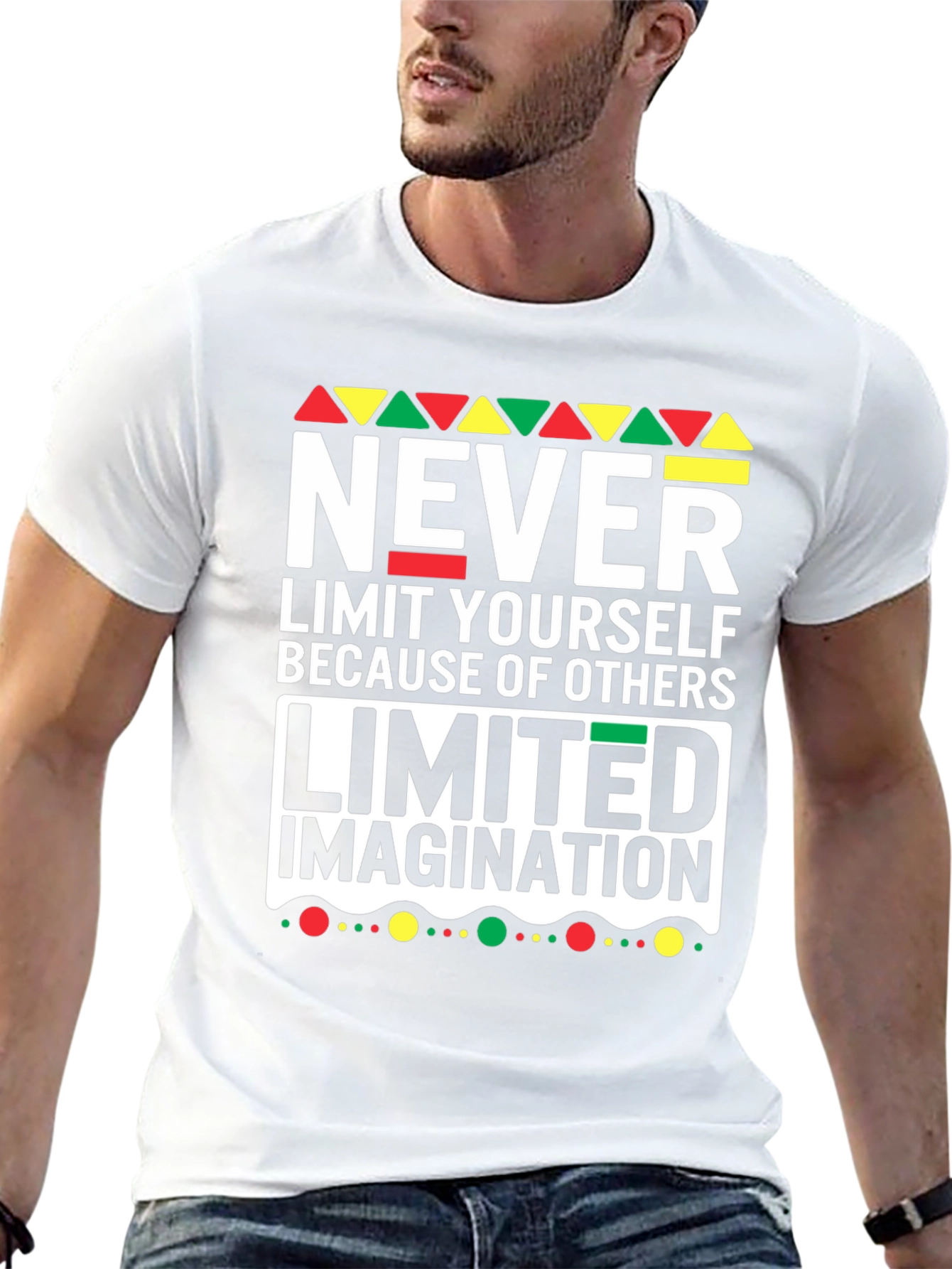 Black Never Limit Yourself T-Shirt - Inspirational Design view 13