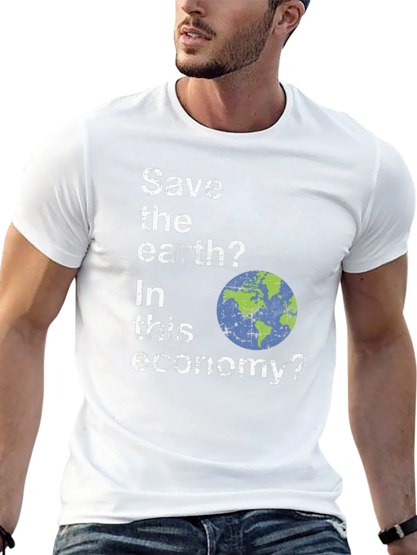 Black Save the Earth? Funny Graphic T-Shirt view 13