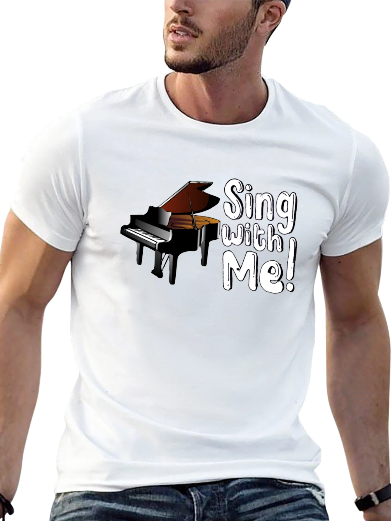 Sing With Me Piano Graphic Black T-Shirt - 13