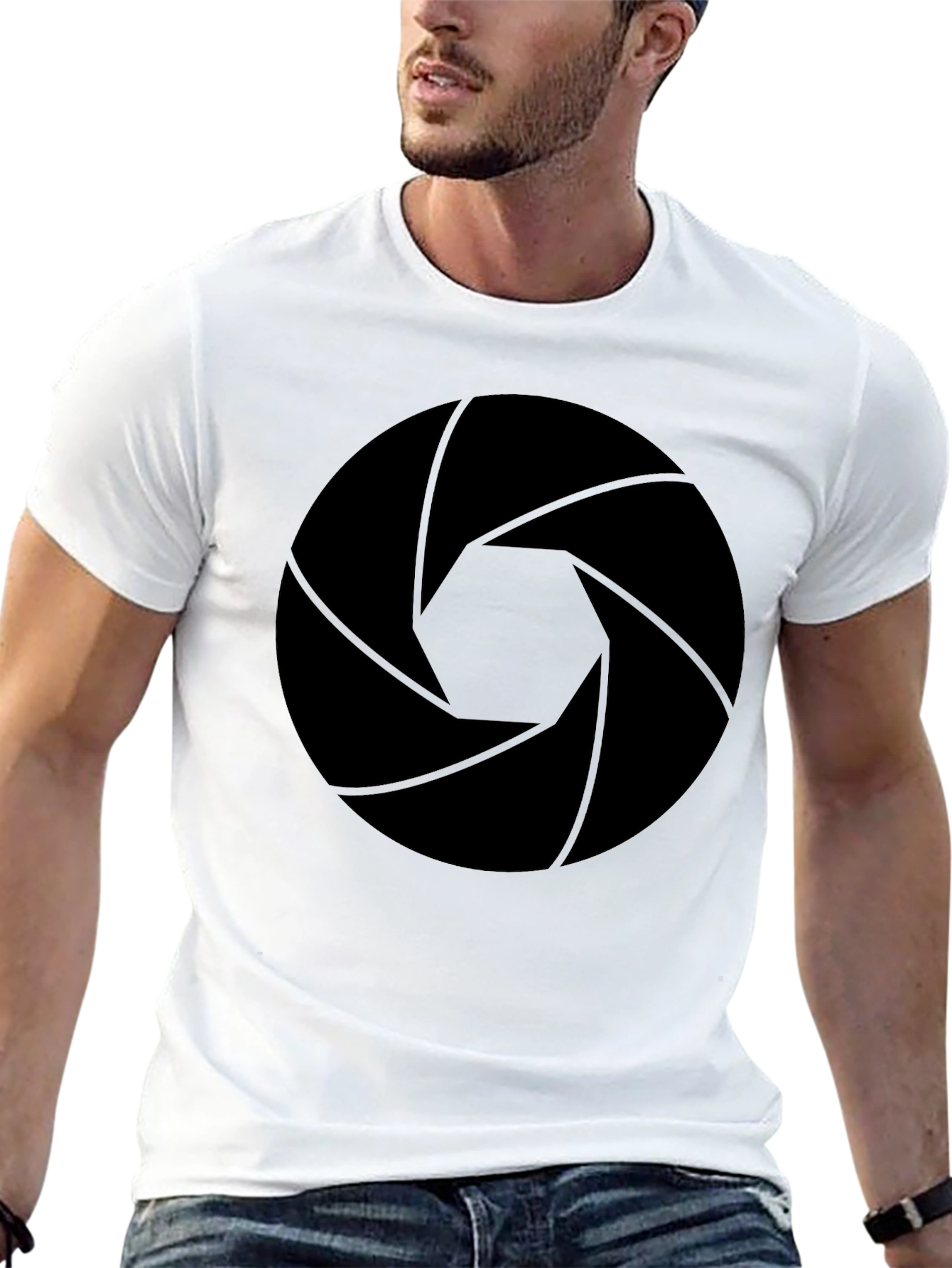 Black Aperture Lens Graphic Tee - Black Cotton Blend view 13