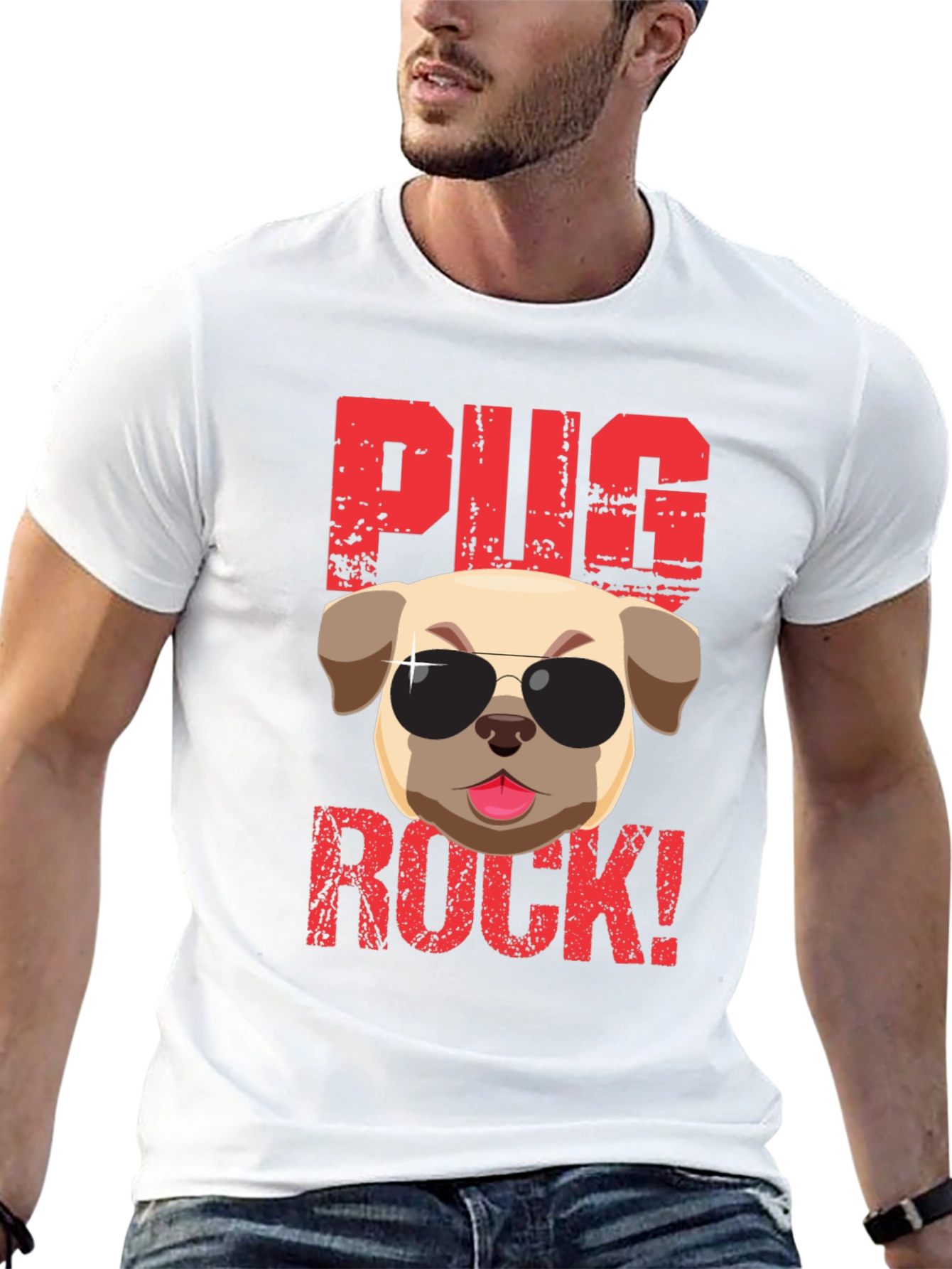 Black Pug Rock T-Shirt - Cool Dog Tee view 13
