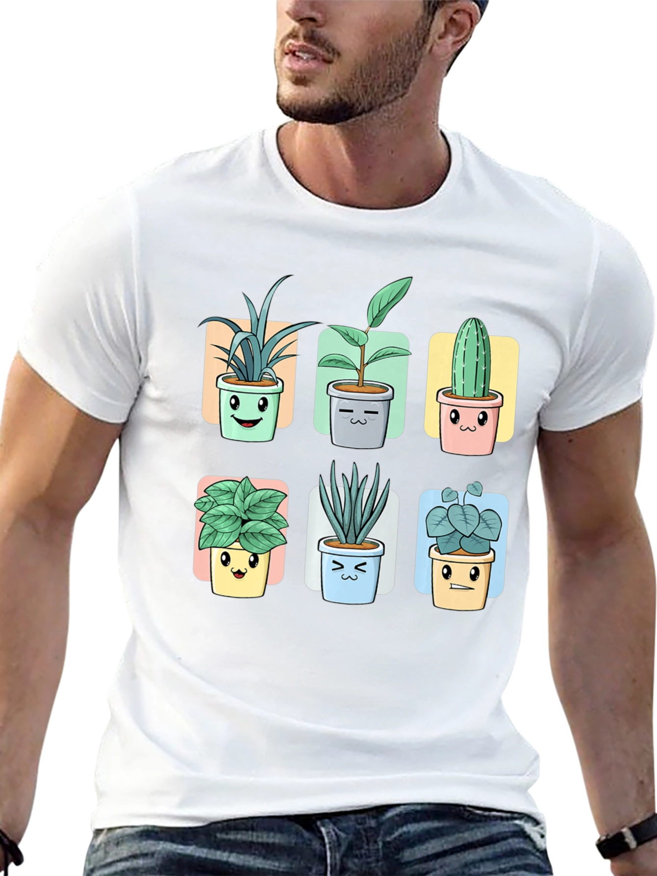 Black Cute Potted Plants Graphic Tee view 13