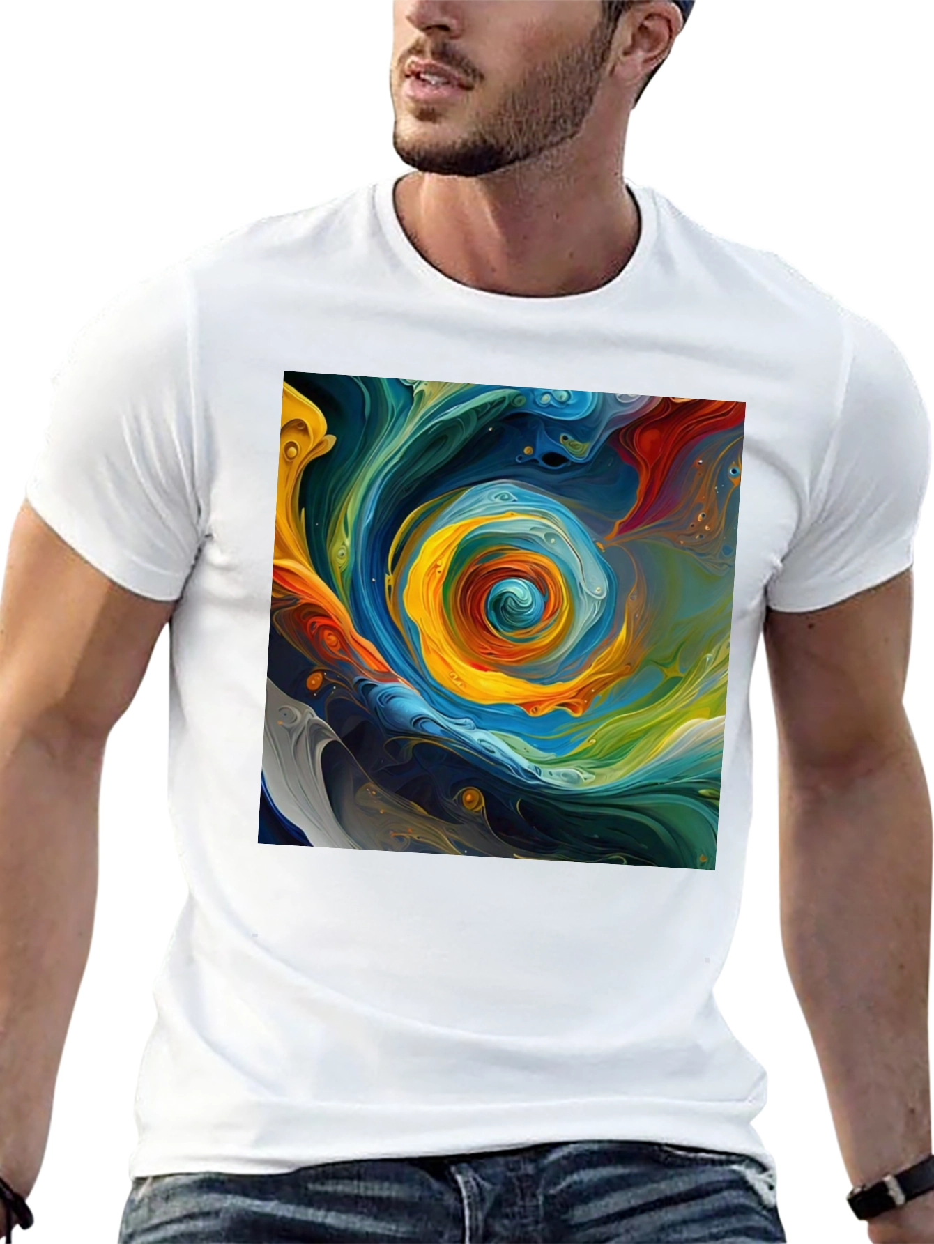 Black Abstract Swirl Art Tee - Bold & Unique Style view 13