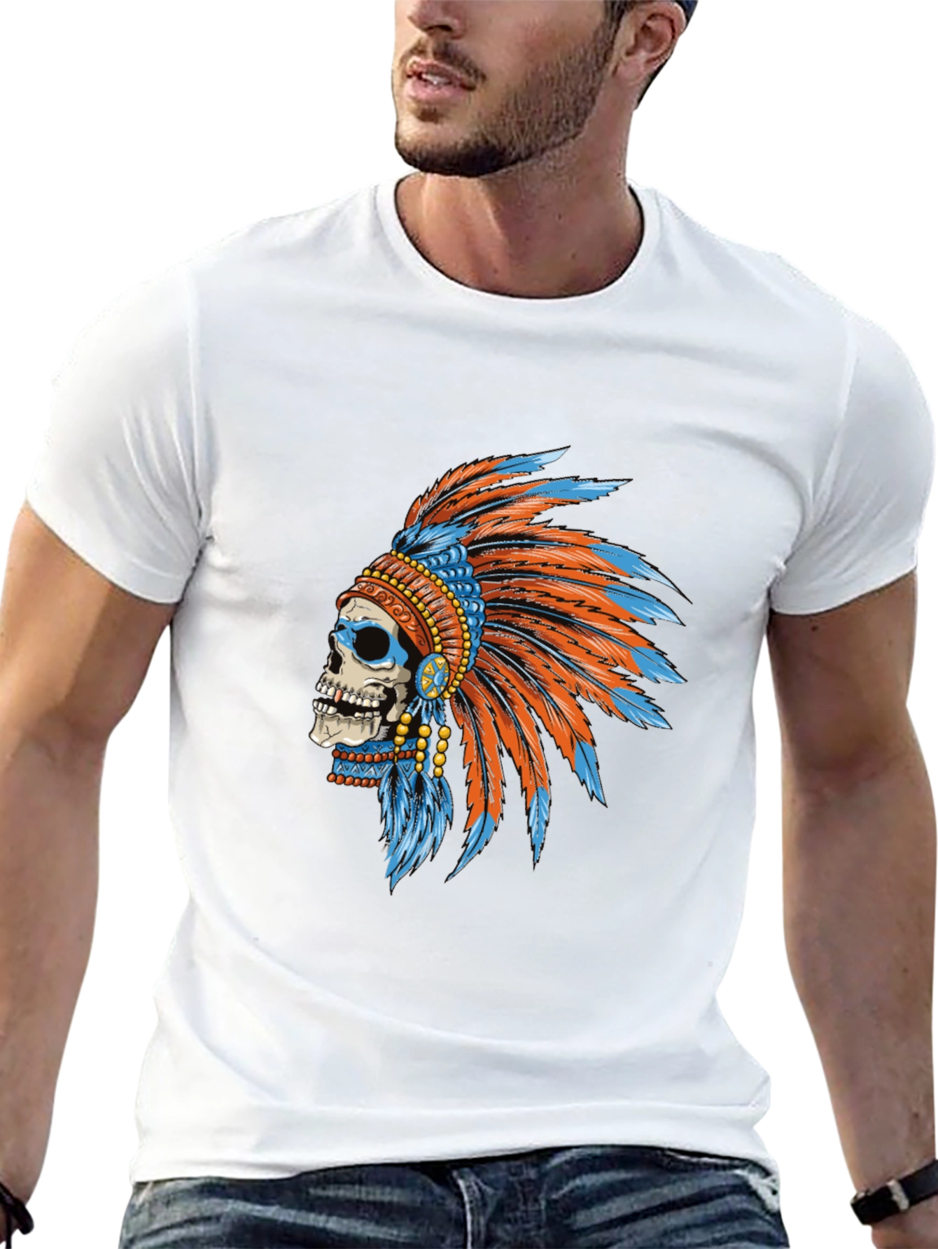 Black Skull Chief T-Shirt - Cool Graphic Tee view 13