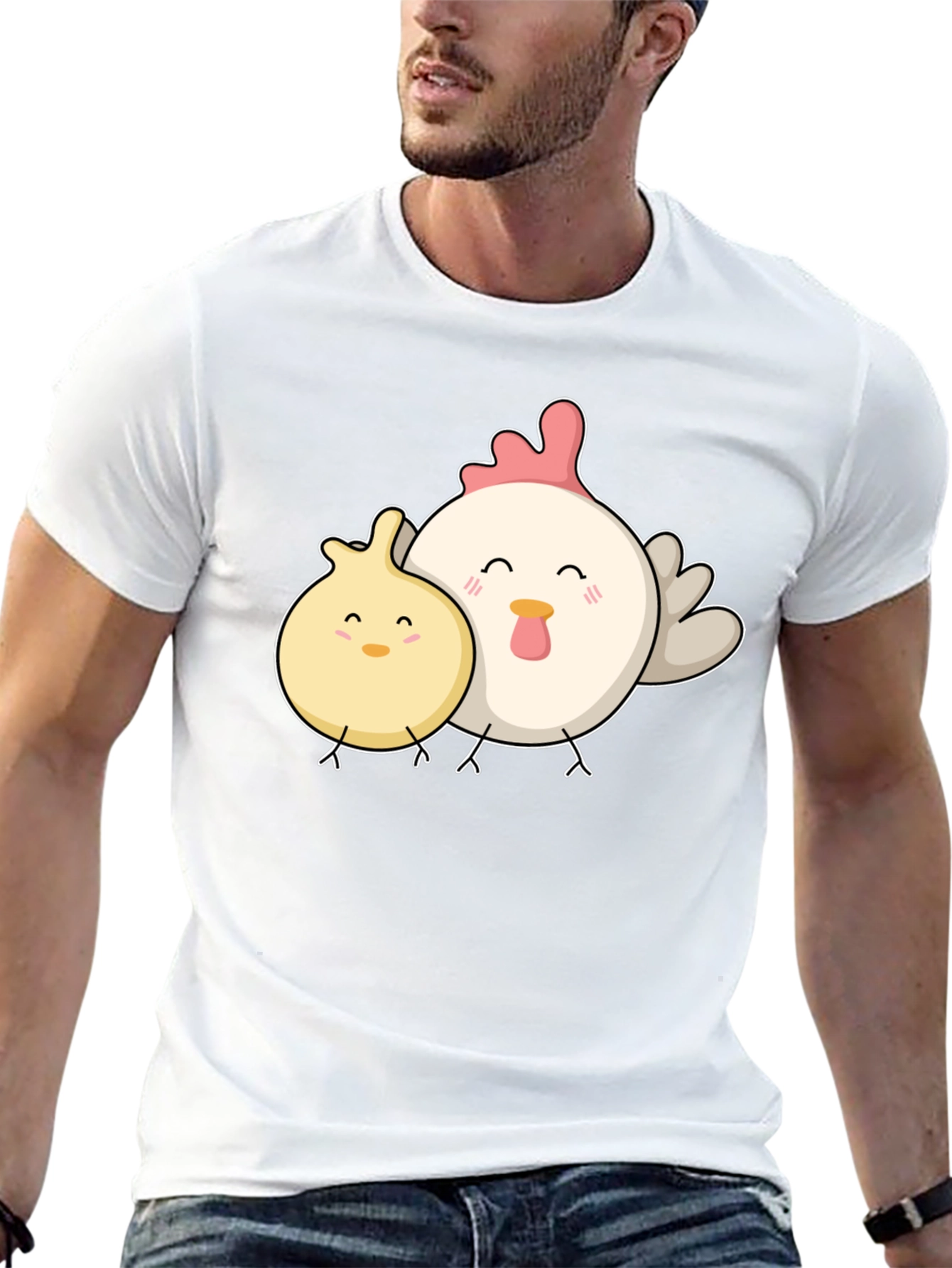 Black Cute Chicken & Chick Black T-Shirt view 13