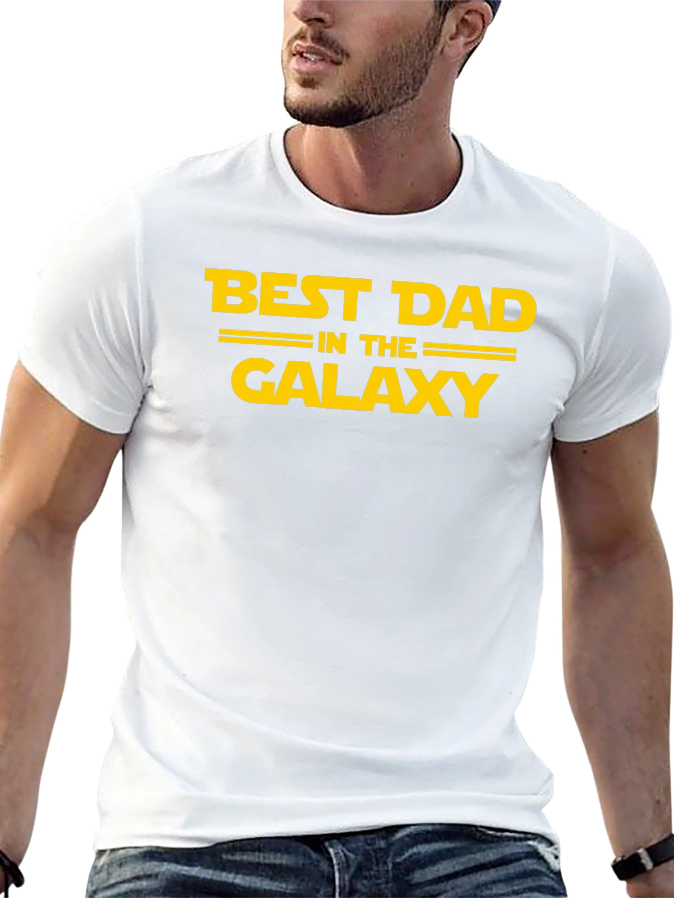 Black Best Dad In The Galaxy T-Shirt view 13