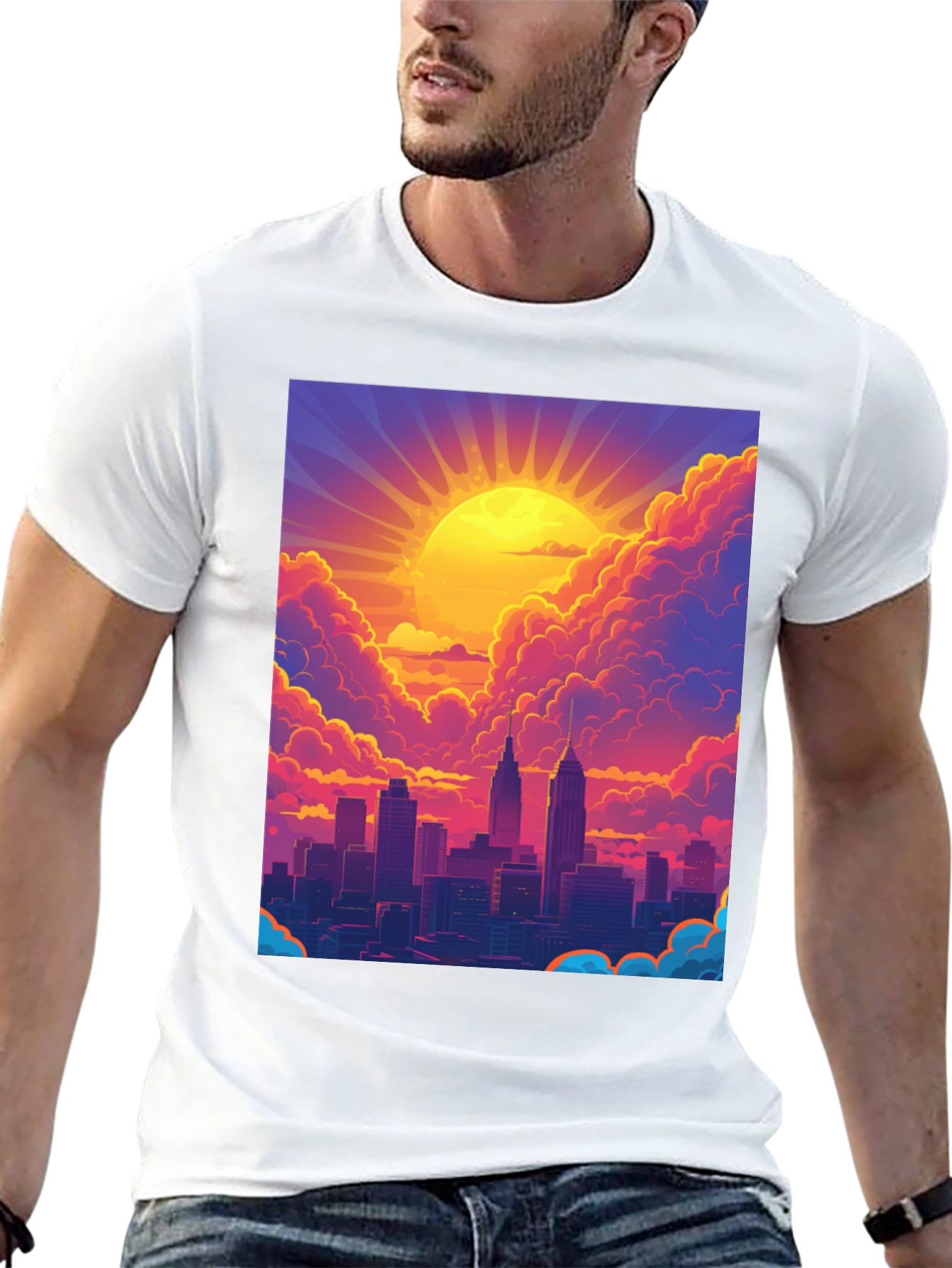Black Sunset Cityscape Graphic Tee - Modern Style view 13