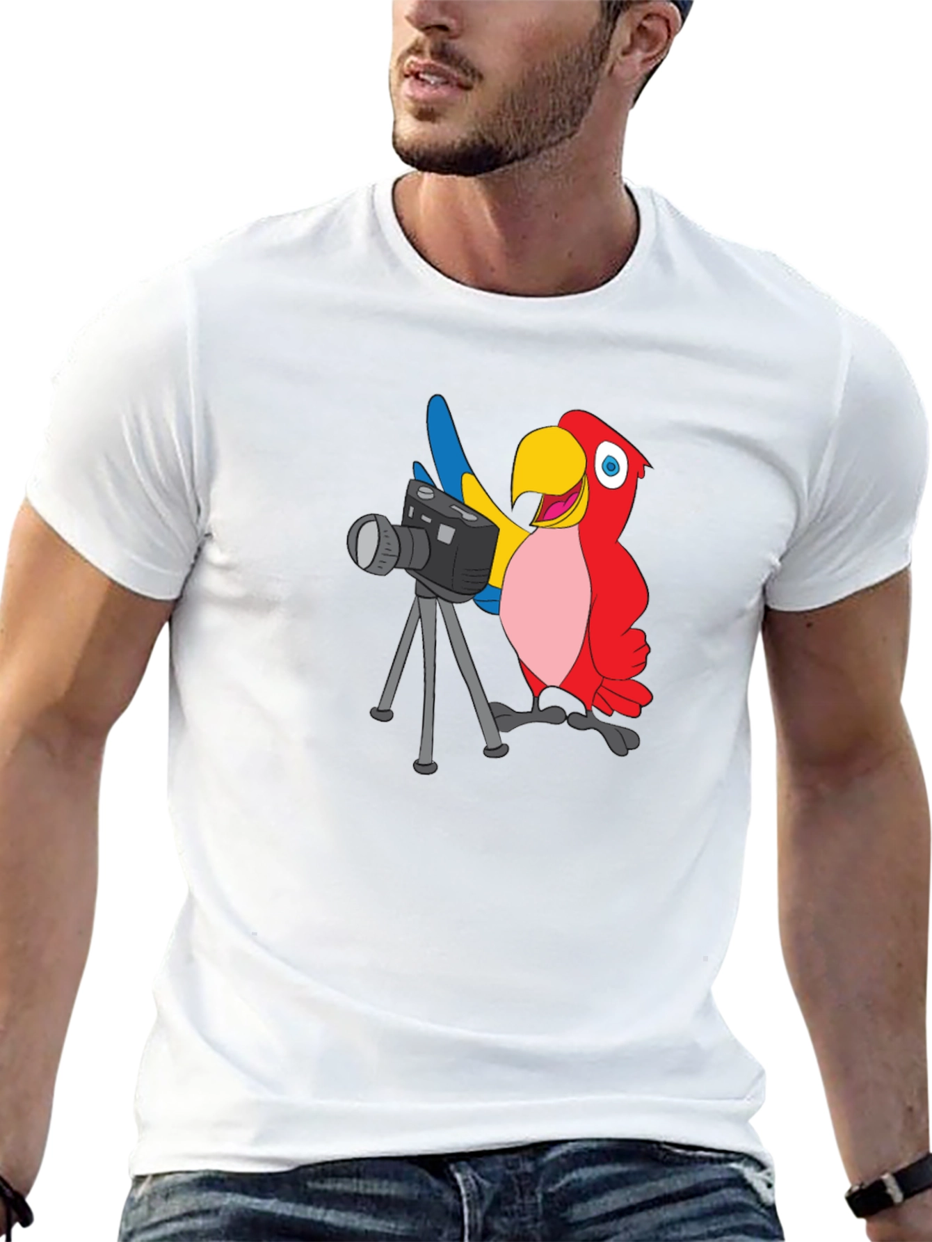 Black Parrot Photographer Graphic T-Shirt - Black view 13
