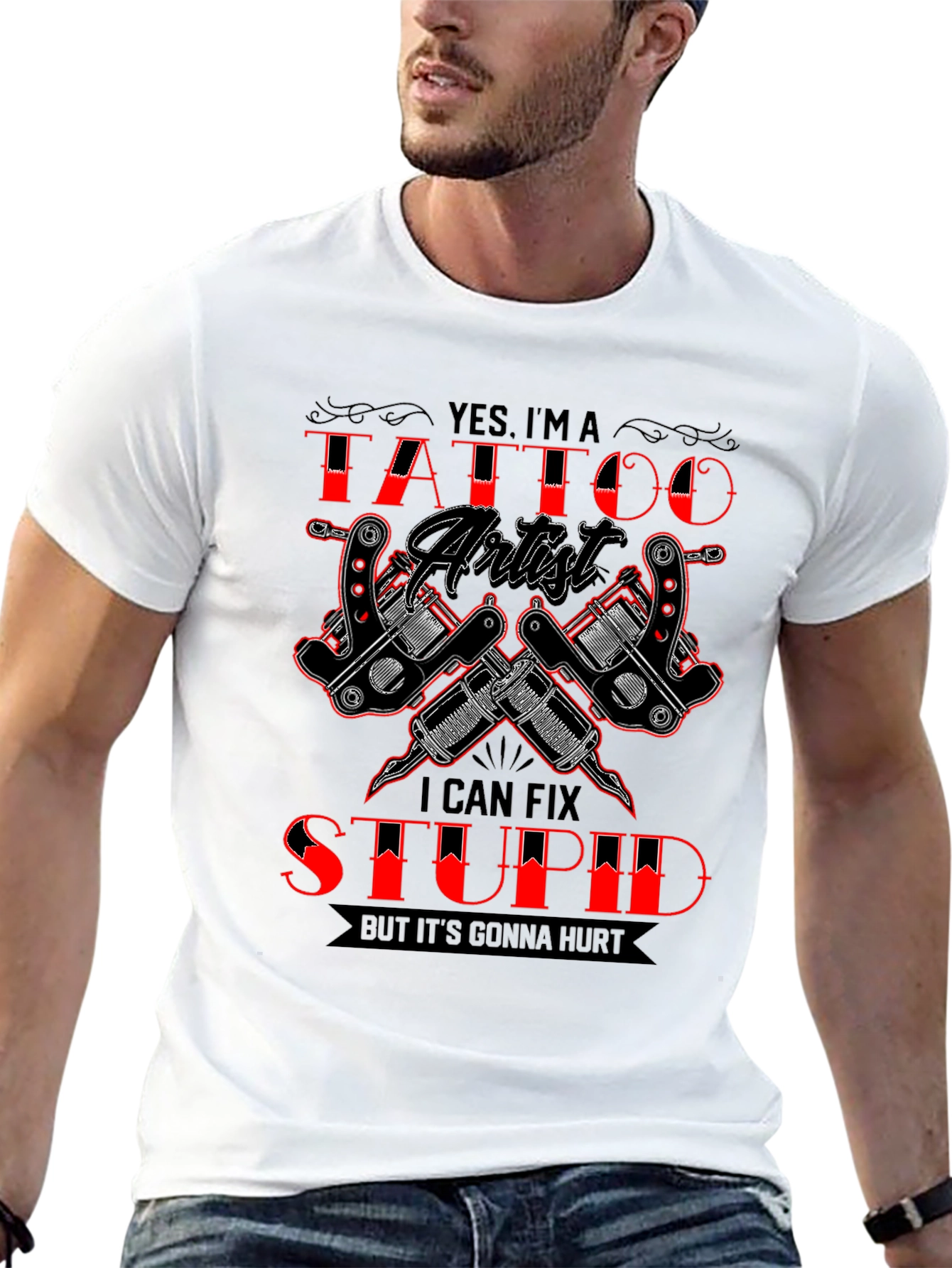 Black Tattoo Artist Humor Graphic Tee view 13