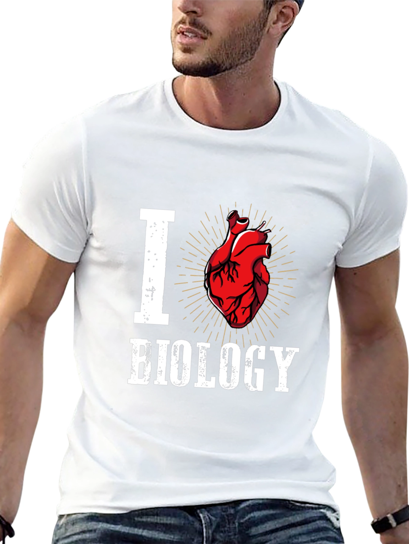 Black I Heart Biology T-Shirt - Anatomical Heart Design view 13