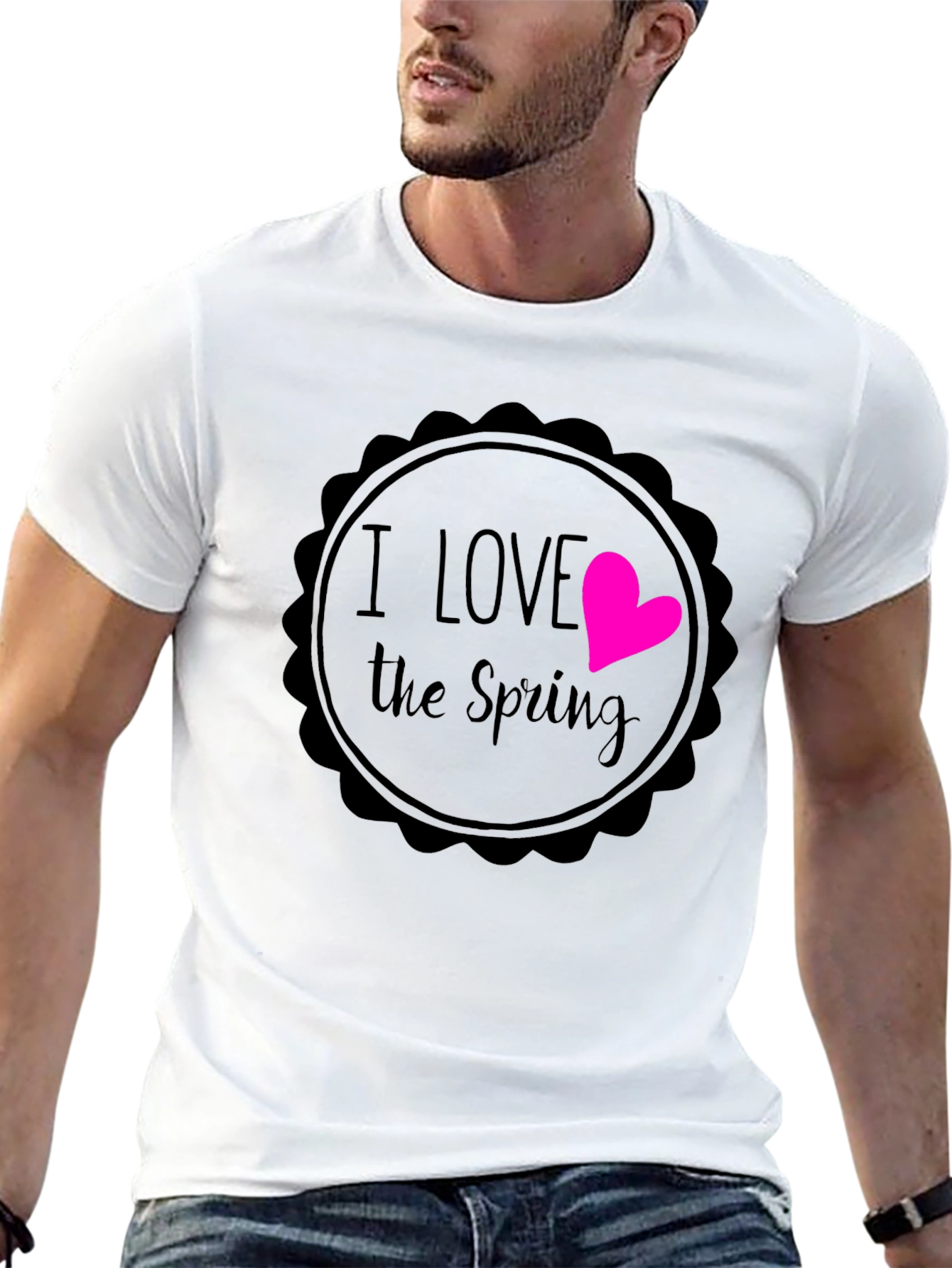 Black I Love the Spring Black Graphic T-Shirt view 13