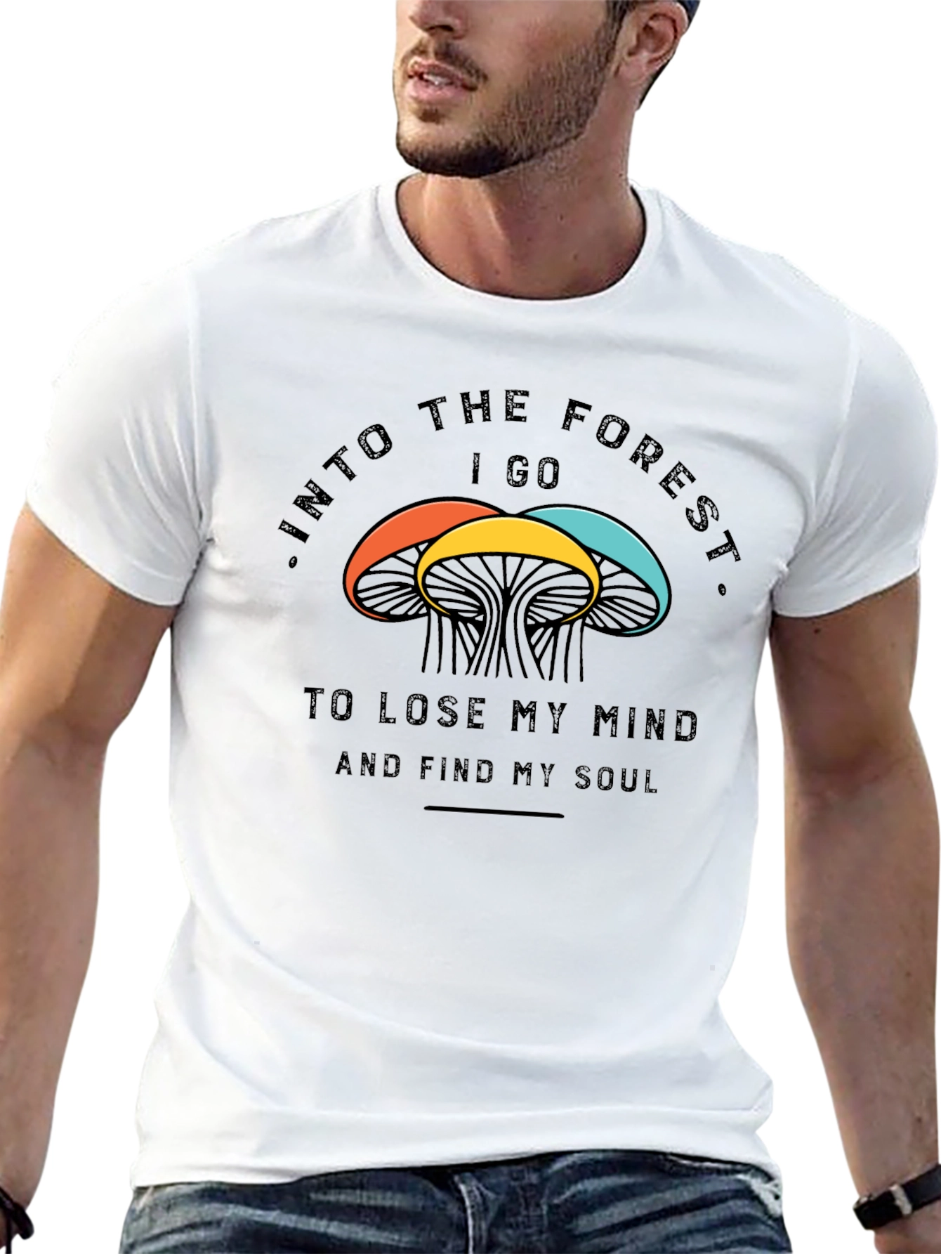 Black Into the Forest Mushroom T-Shirt view 13