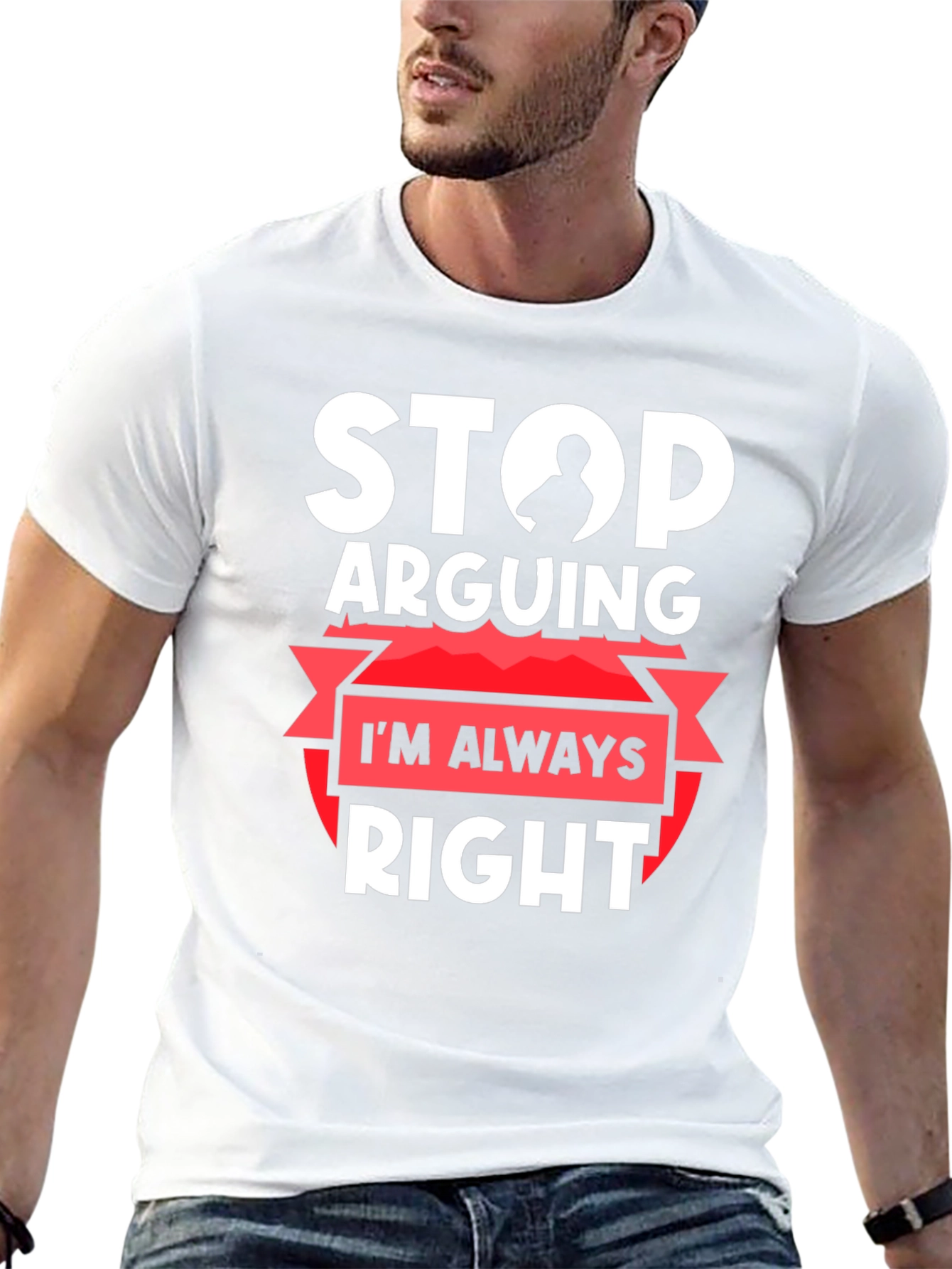 Black Stop Arguing I'm Always Right Graphic Tee view 13