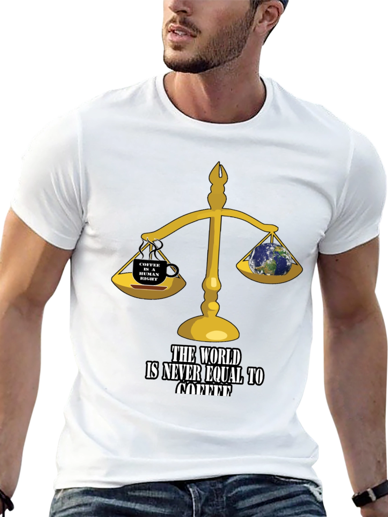 Black Coffee Lover's T-Shirt: The World Is Never Equal to Coffee! view 13