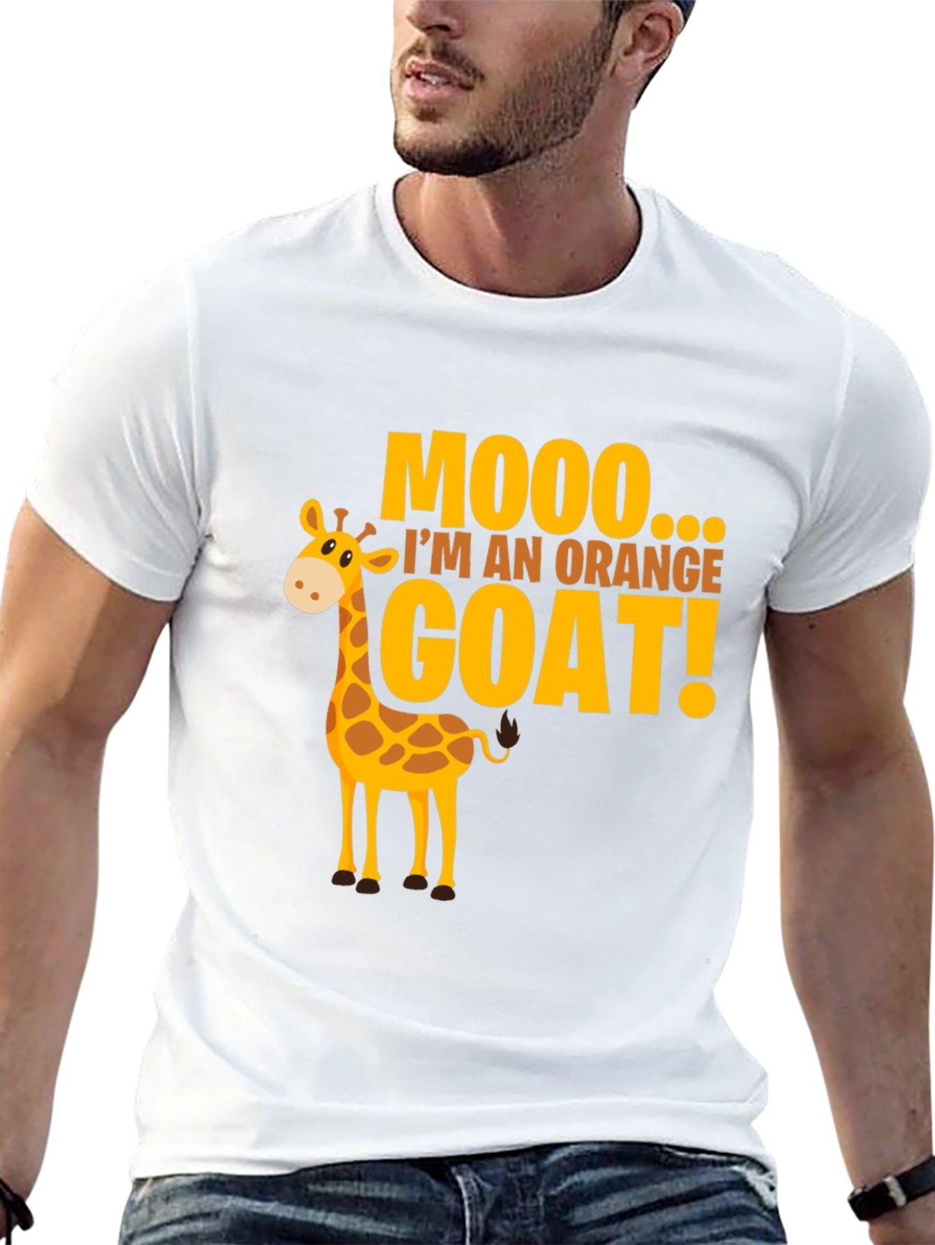 Black Mooo I'm An Orange Goat! Funny Giraffe T-Shirt view 13