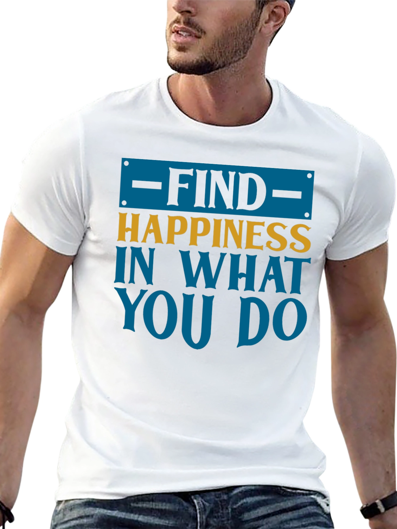 Black Find Happiness Graphic Tee - Motivational Shirt view 13