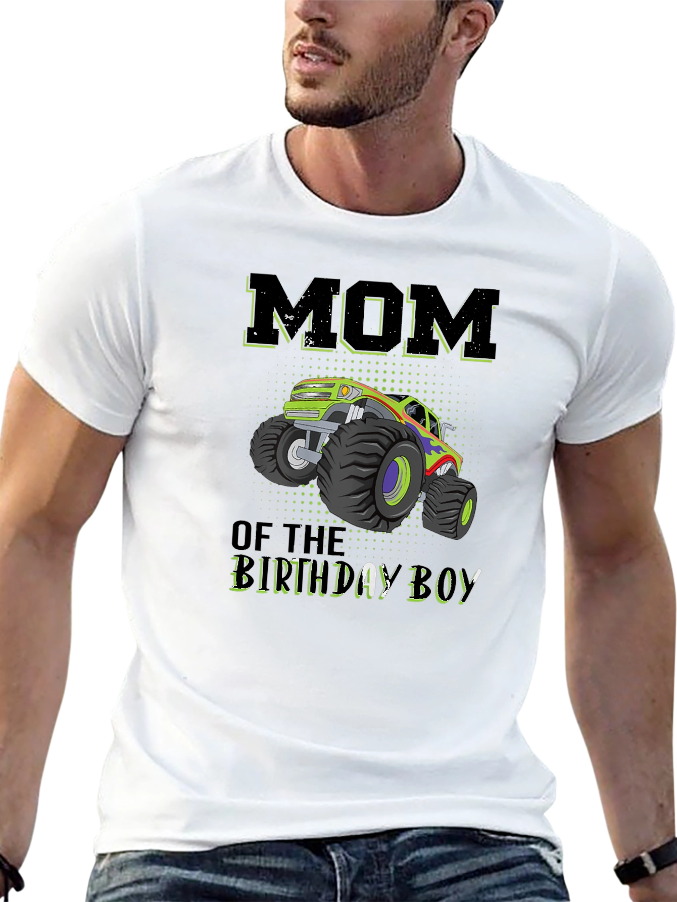 Black Mom of the Birthday Boy Monster Truck T-Shirt view 13