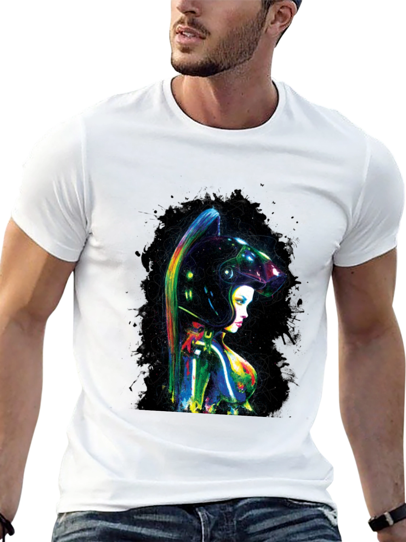 Black Cyberpunk Girl T-Shirt view 13