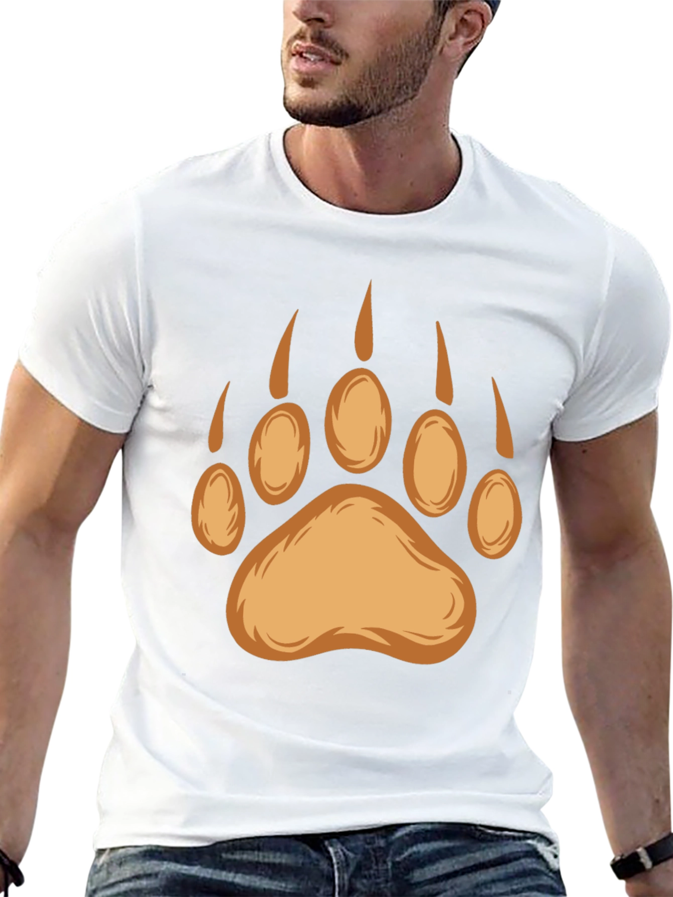 Black Bear Paw Print Graphic Tee - Black view 13