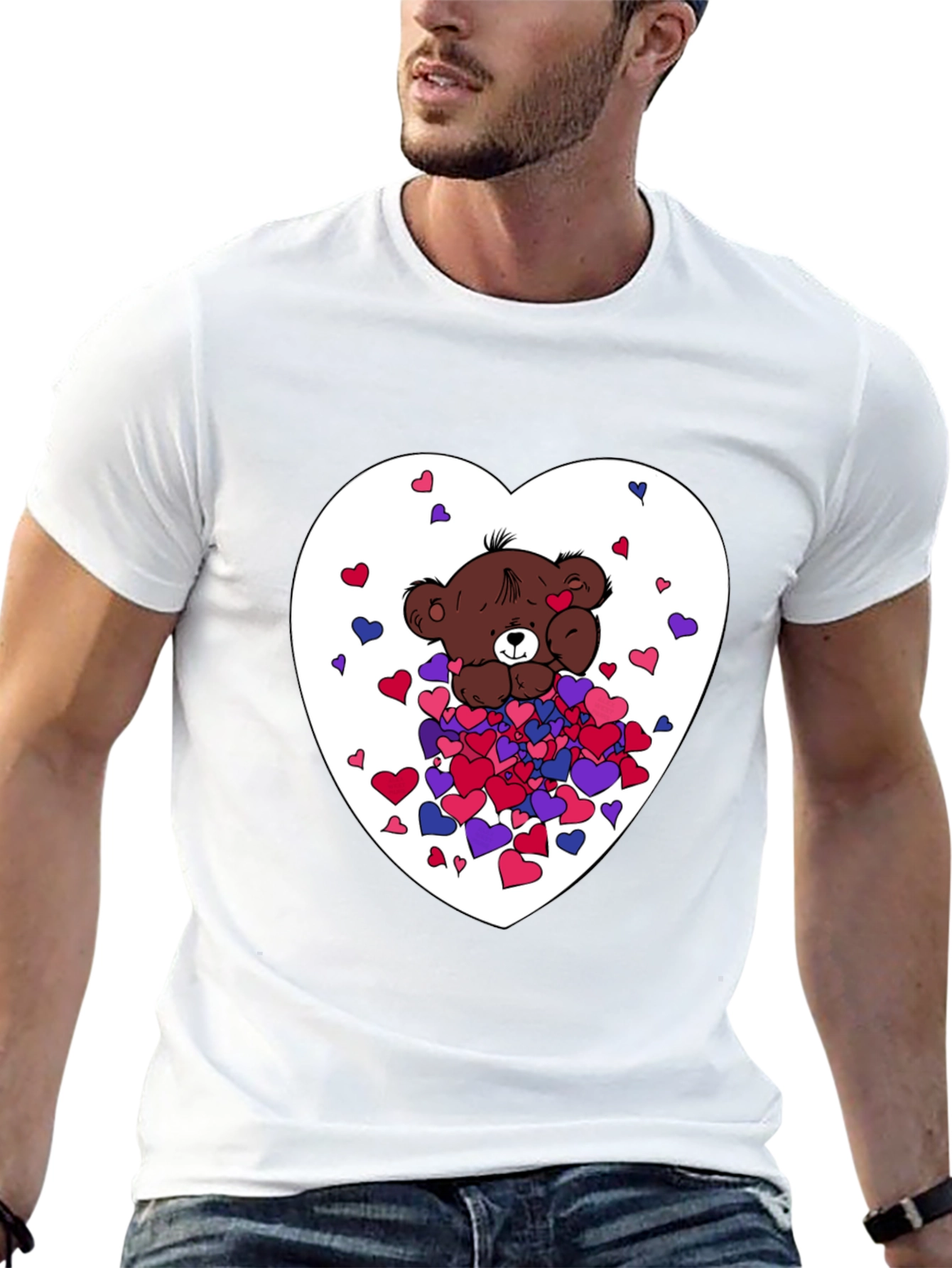 Black Bear Hug Heart Graphic Tee - Black view 13