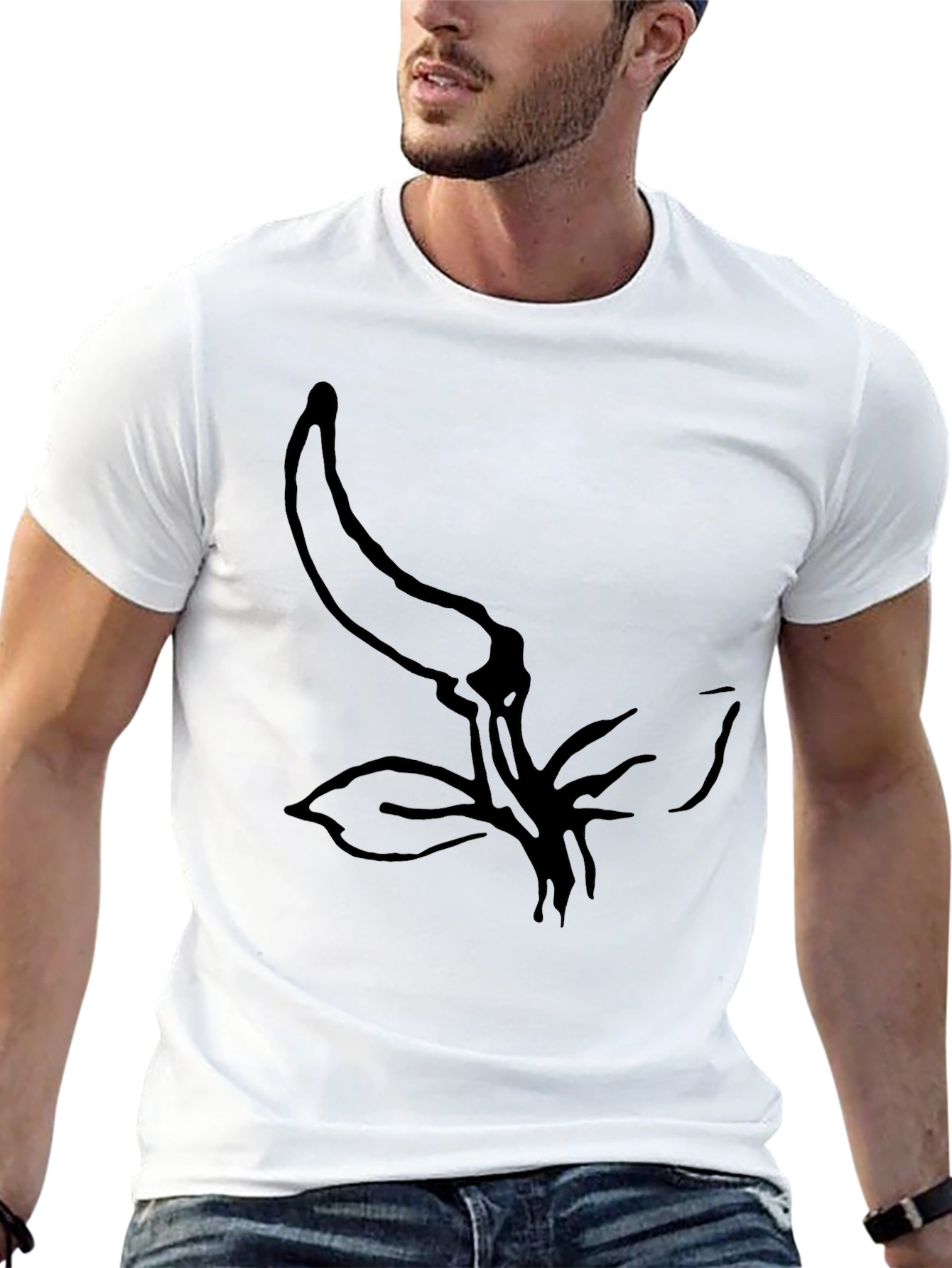 Black Minimalist Chili Pepper Graphic Black T-Shirt view 13