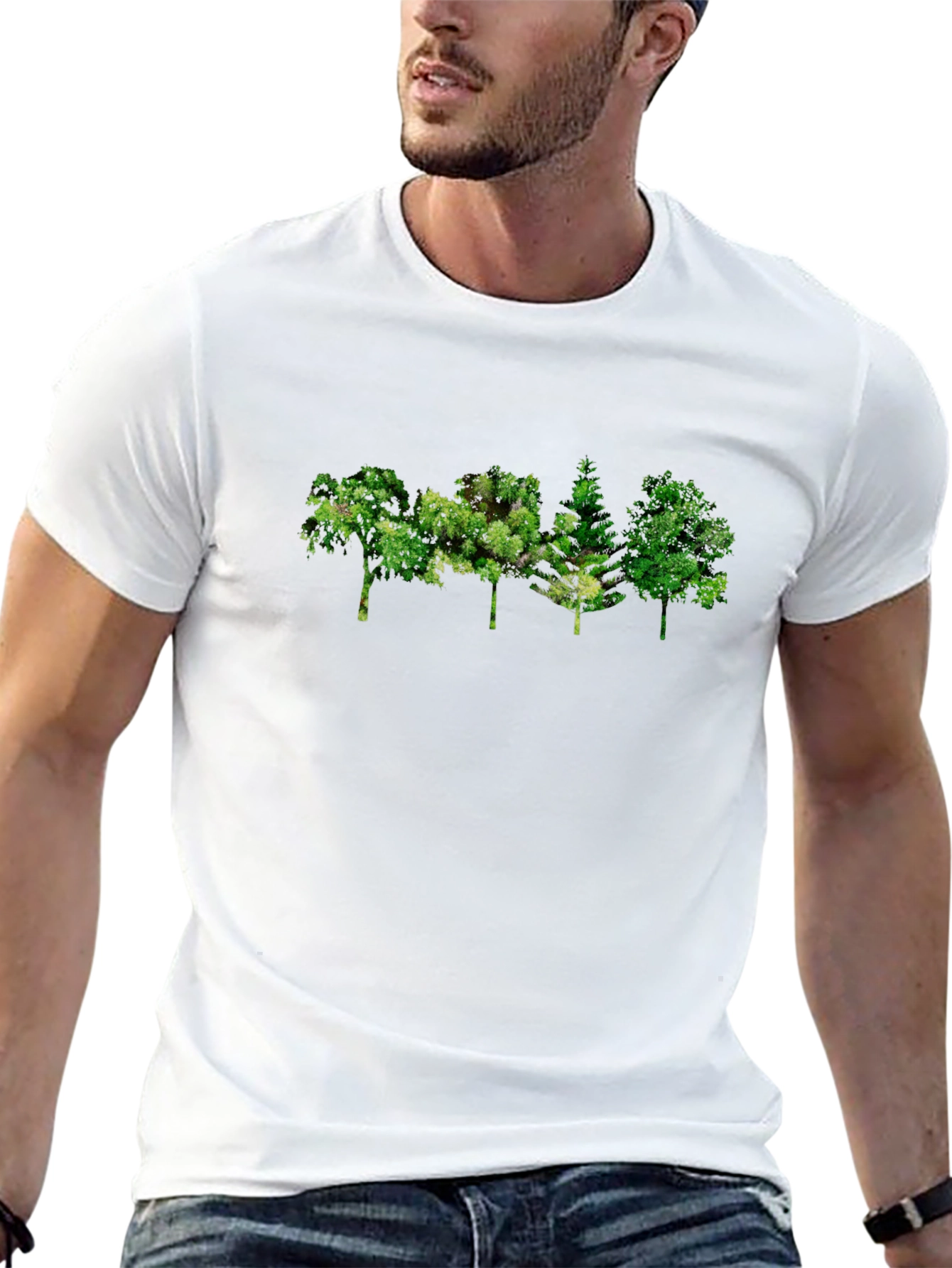Black Men's Black Tree Graphic Tee - Nature Inspired Design view 13