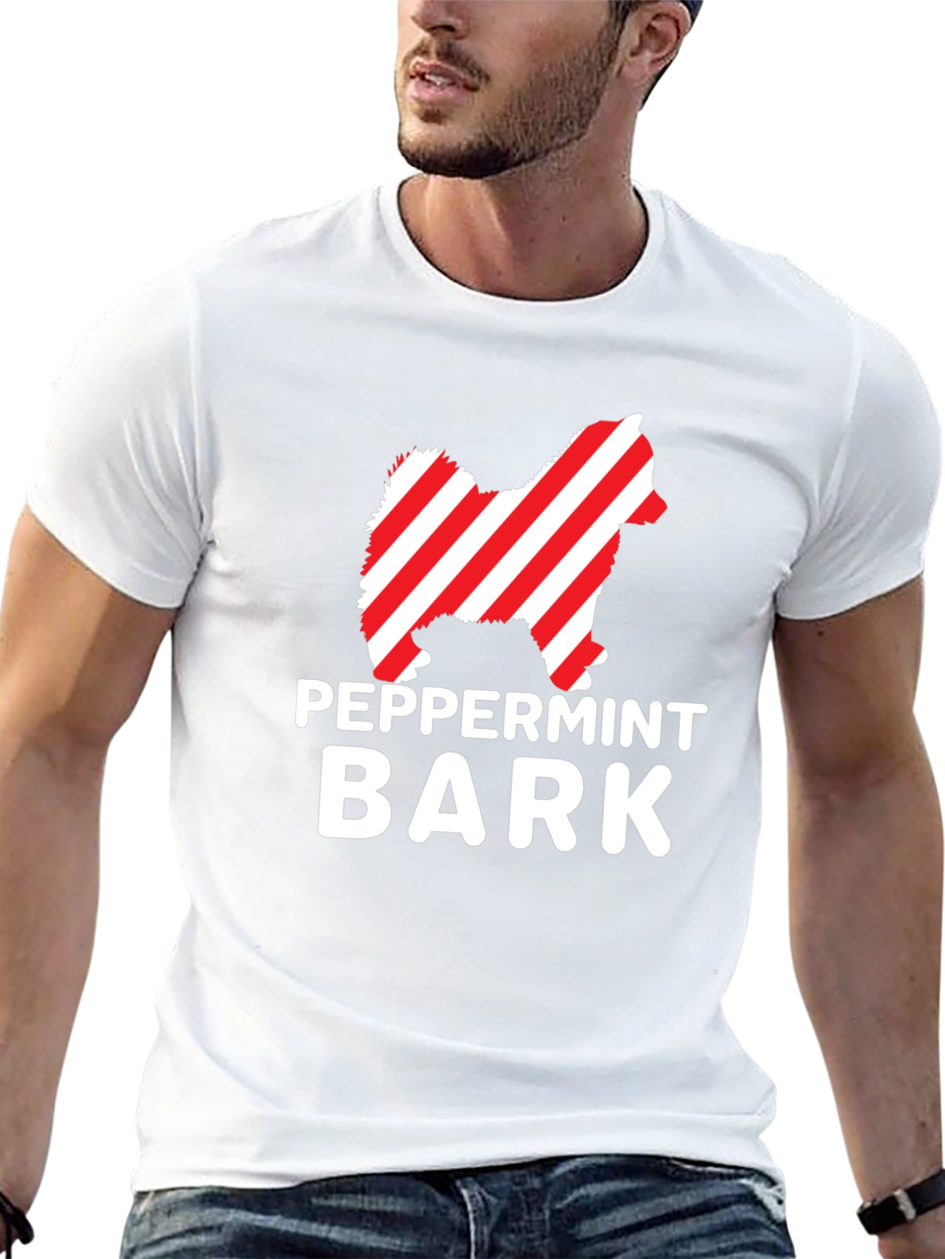 Black Peppermint Bark Dog T-Shirt - Festive Holiday Apparel view 13