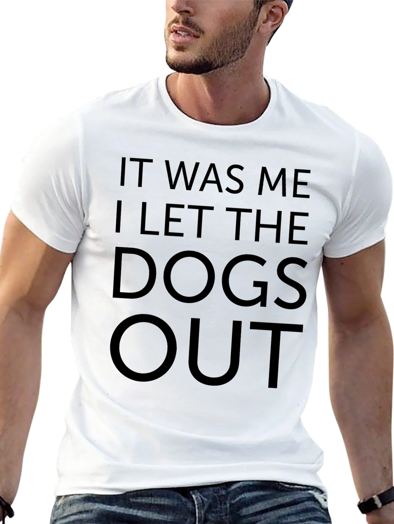 Black Funny "I Let The Dogs Out" Black T-Shirt view 13