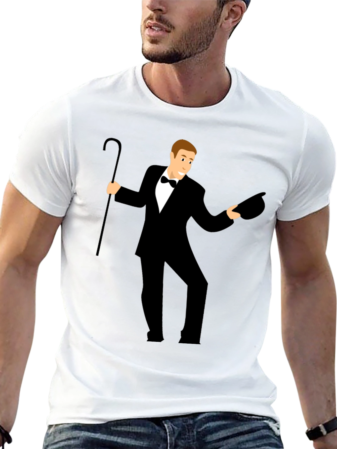 Black Dapper Gentleman Graphic Tee - Classic Style view 13