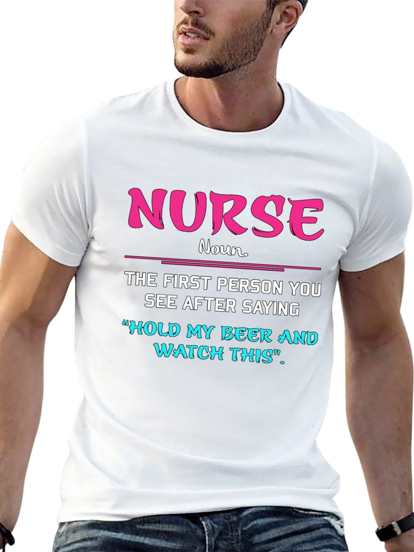 Black Funny Nurse T-Shirt: Hold My Beer Tee view 13