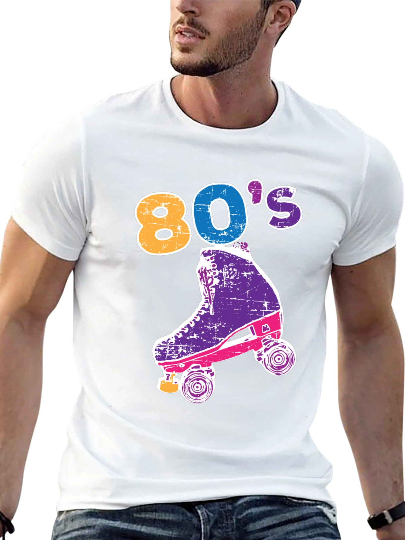 Black Retro 80's Roller Skate T-Shirt - Vintage Style Tee view 13