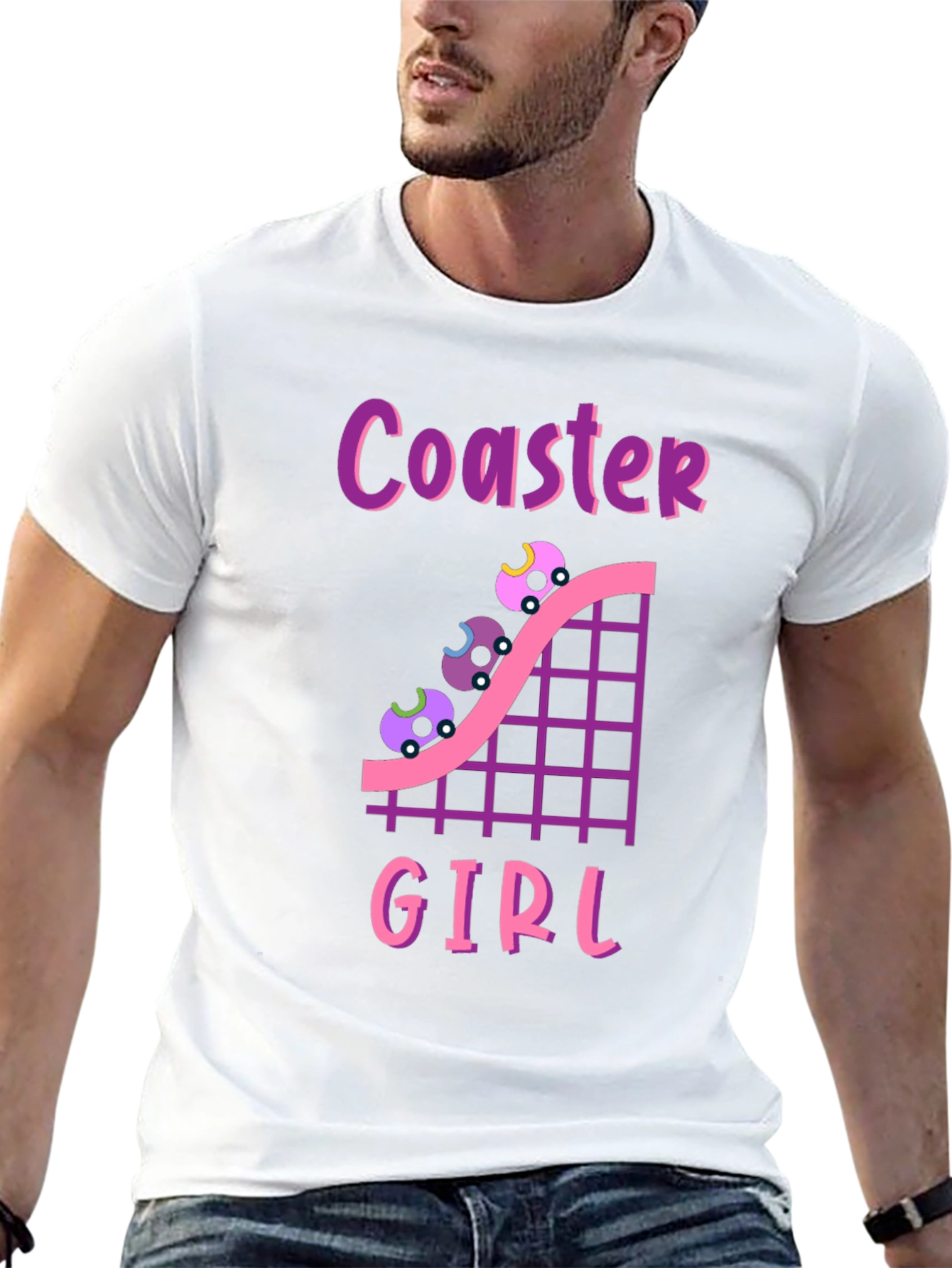 Black Coaster Girl Graphic Tee - Fun Rollercoaster Shirt view 13