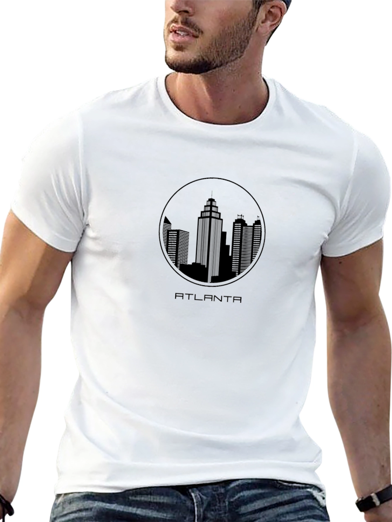 Black Atlanta Skyline Black T-Shirt - Cityscape Tee view 13