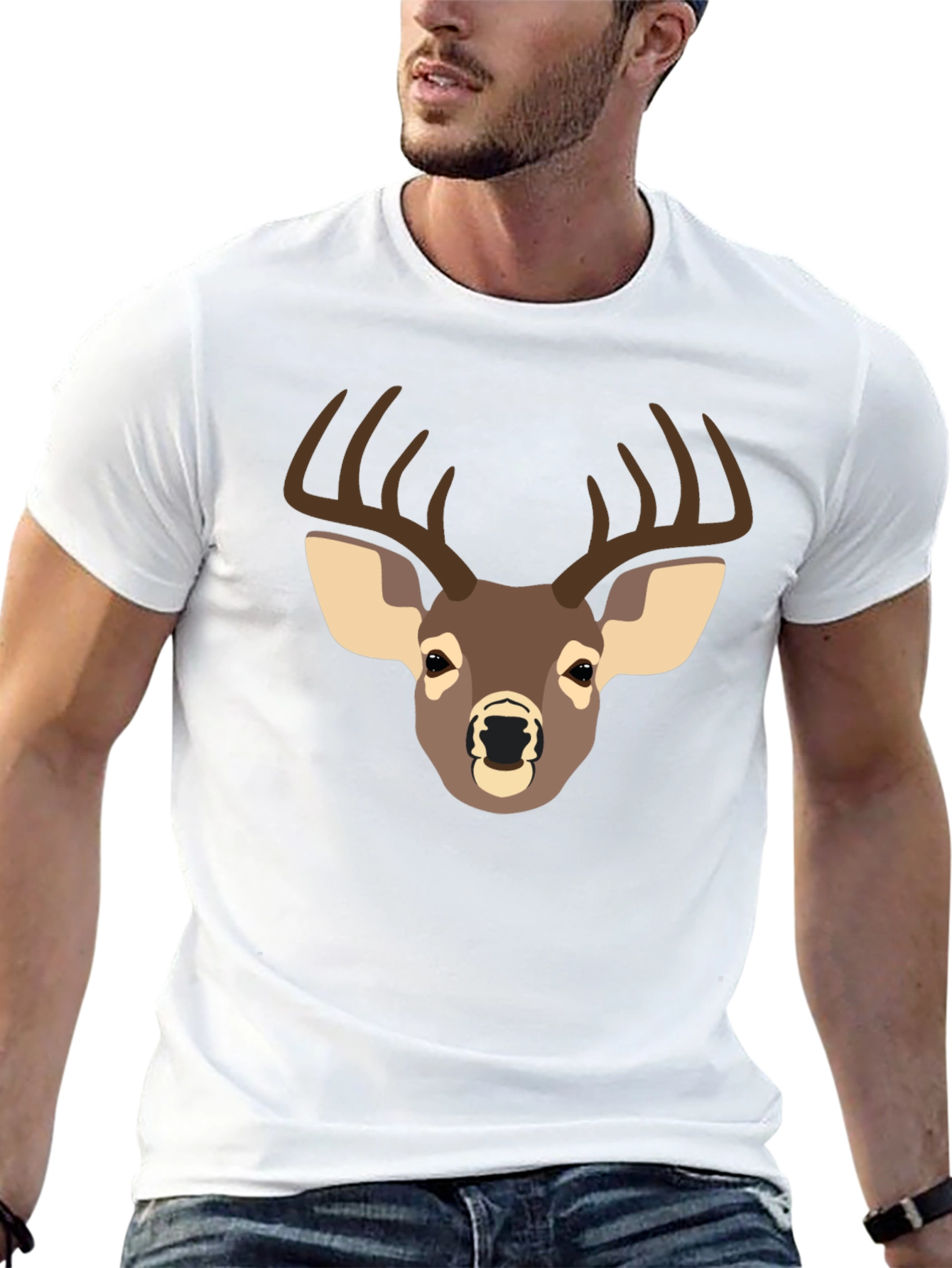 Black Deer Graphic T-Shirt - Black Casual Tee view 13