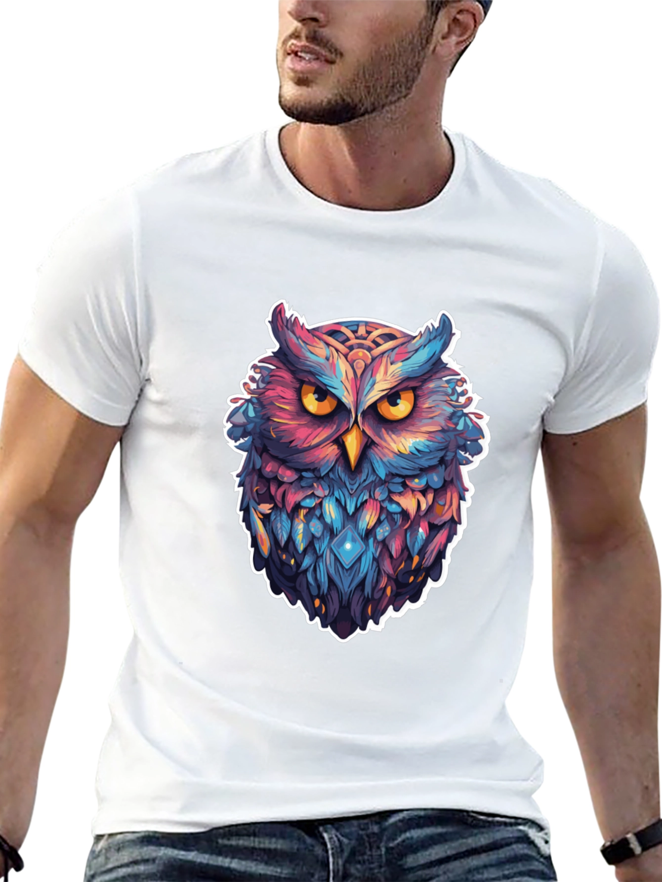 Black Mystic Owl Graphic Tee - Black Cotton Blend view 13