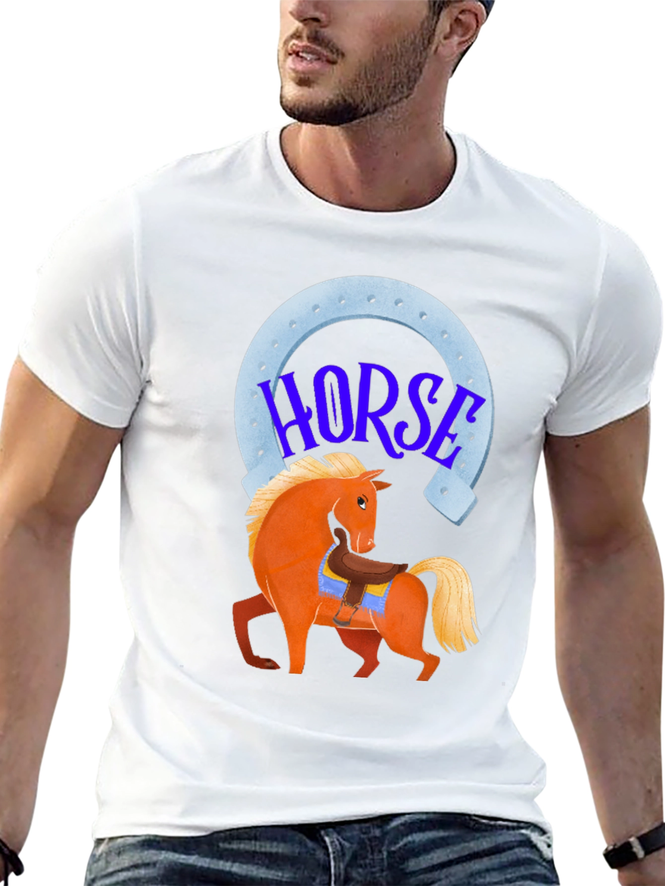 Black Horse Graphic Tee - Lucky Horseshoe Design view 13