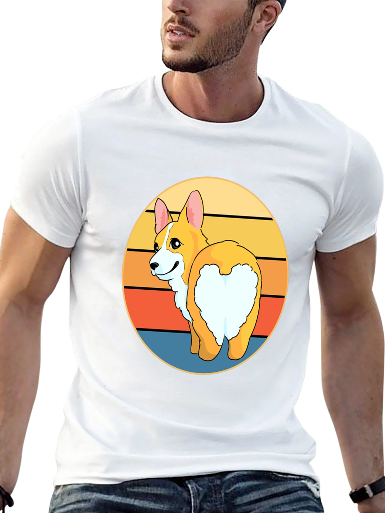 Black Corgi Butt Sunset T-Shirt - Funny Dog Lover Tee view 13
