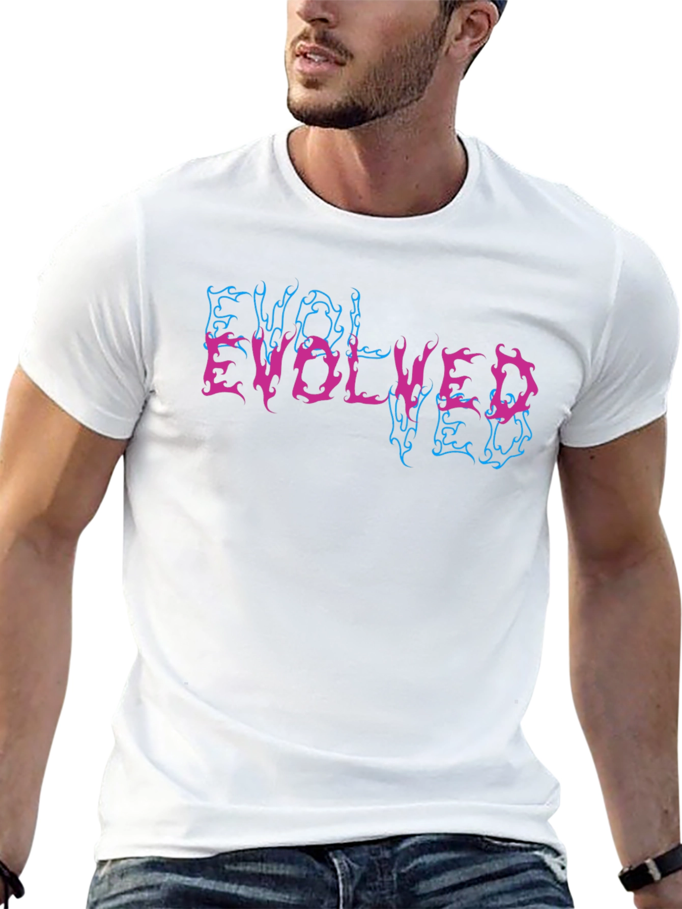 Black Evolved Graphic Tee - Black Short Sleeve Cotton T-Shirt view 13