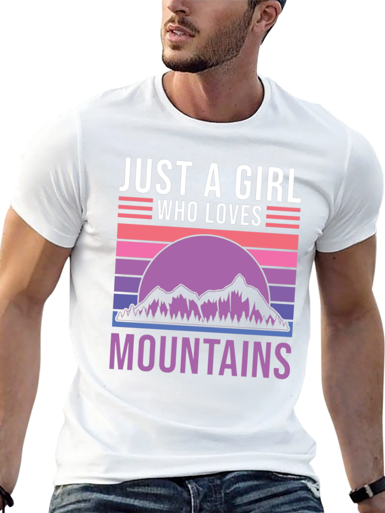 Black Just a Girl Who Loves Mountains T-Shirt view 13