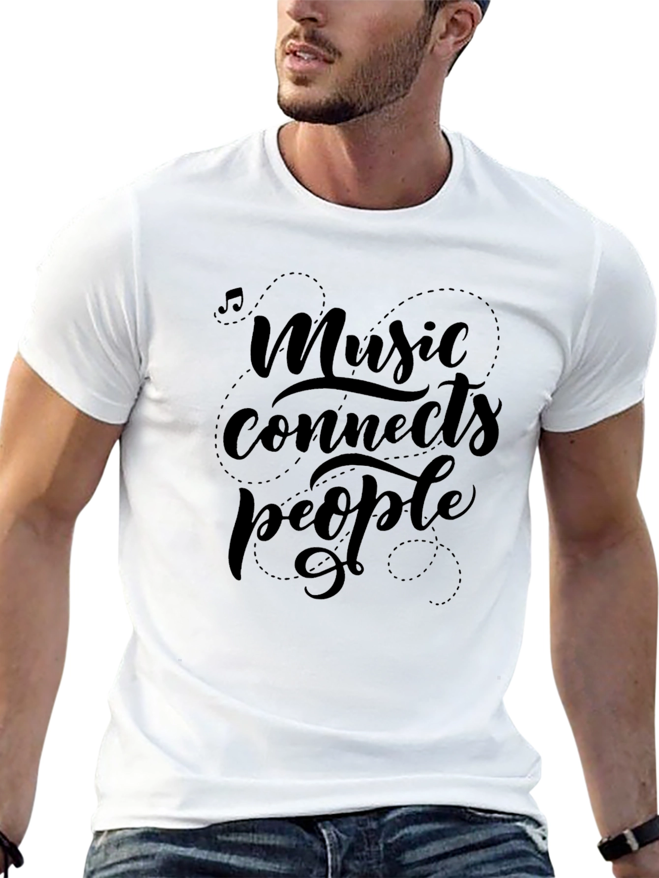 Black Music Connects People Black Graphic Tee Shirt view 13